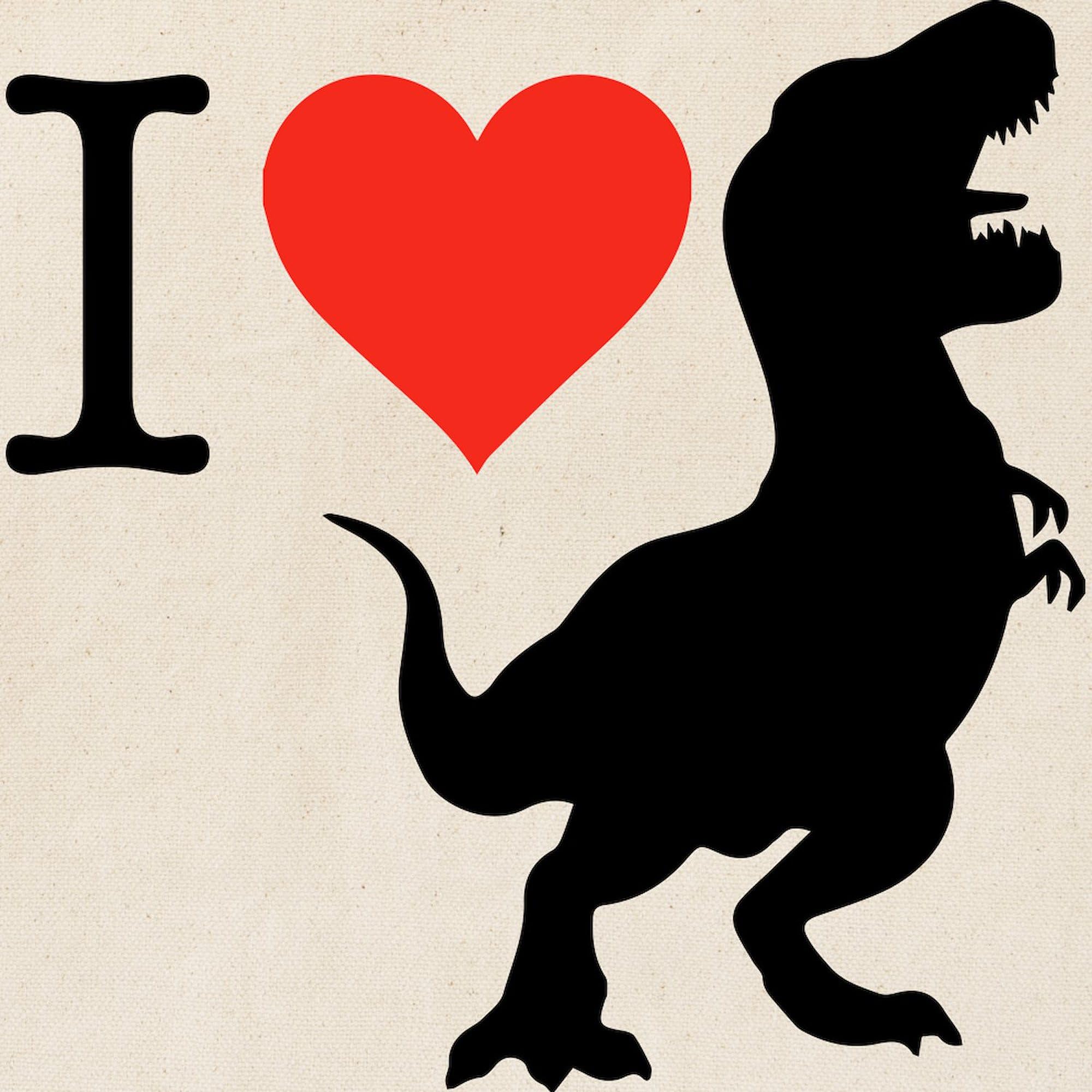 I Love T Rex Natural Canvas Tote Bag - Reusable Grocery Shopping Bag for Dinosaur Lovers, Eco-Friendly & Durable (Perfect for School, Work, or Farmers Market)
