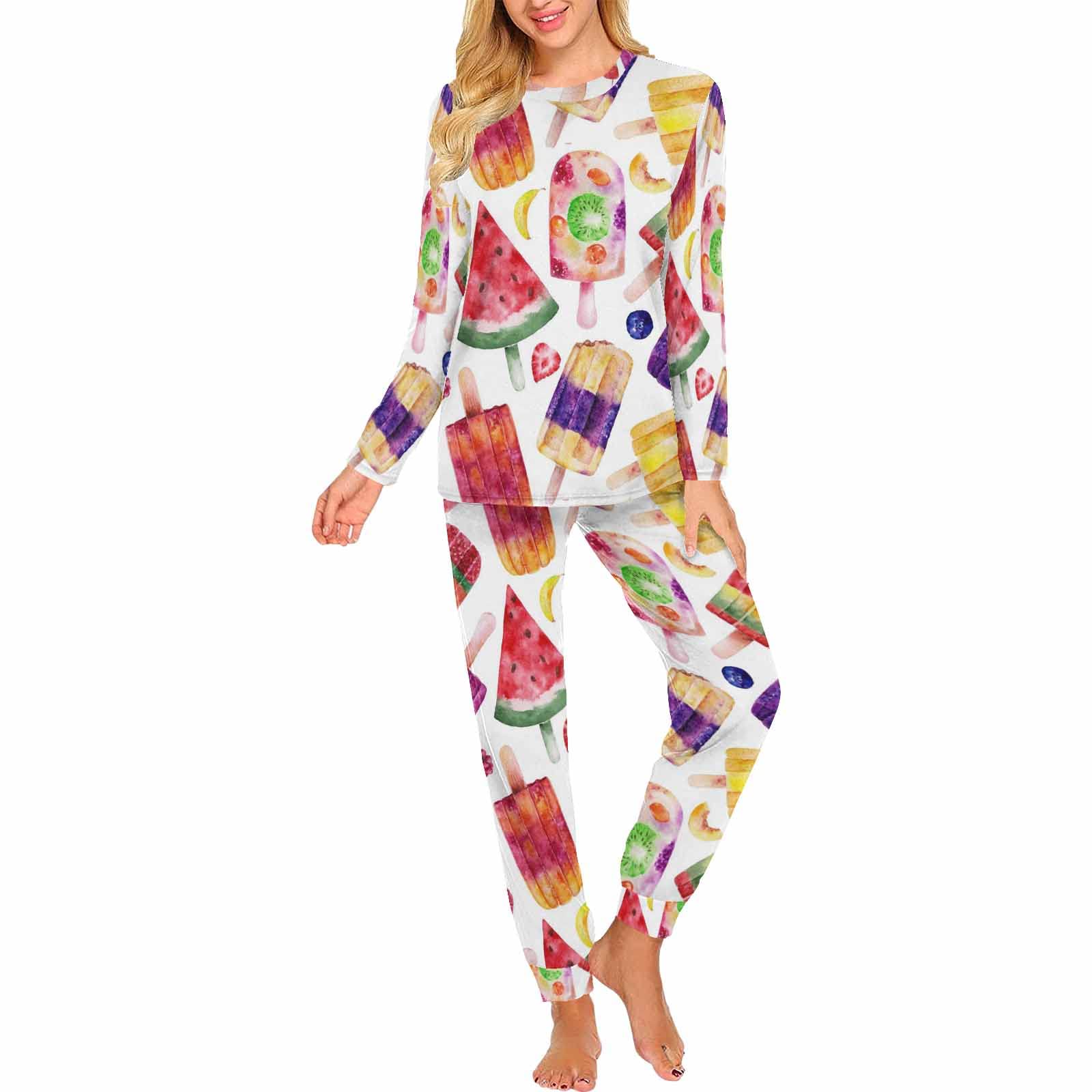 **InterestPrint Women's Soft Ice Cream Color Sleepwear Set - 2-Piece Pajama & Lounge Pants for Comfortable Nightwear & Relaxing at Home**