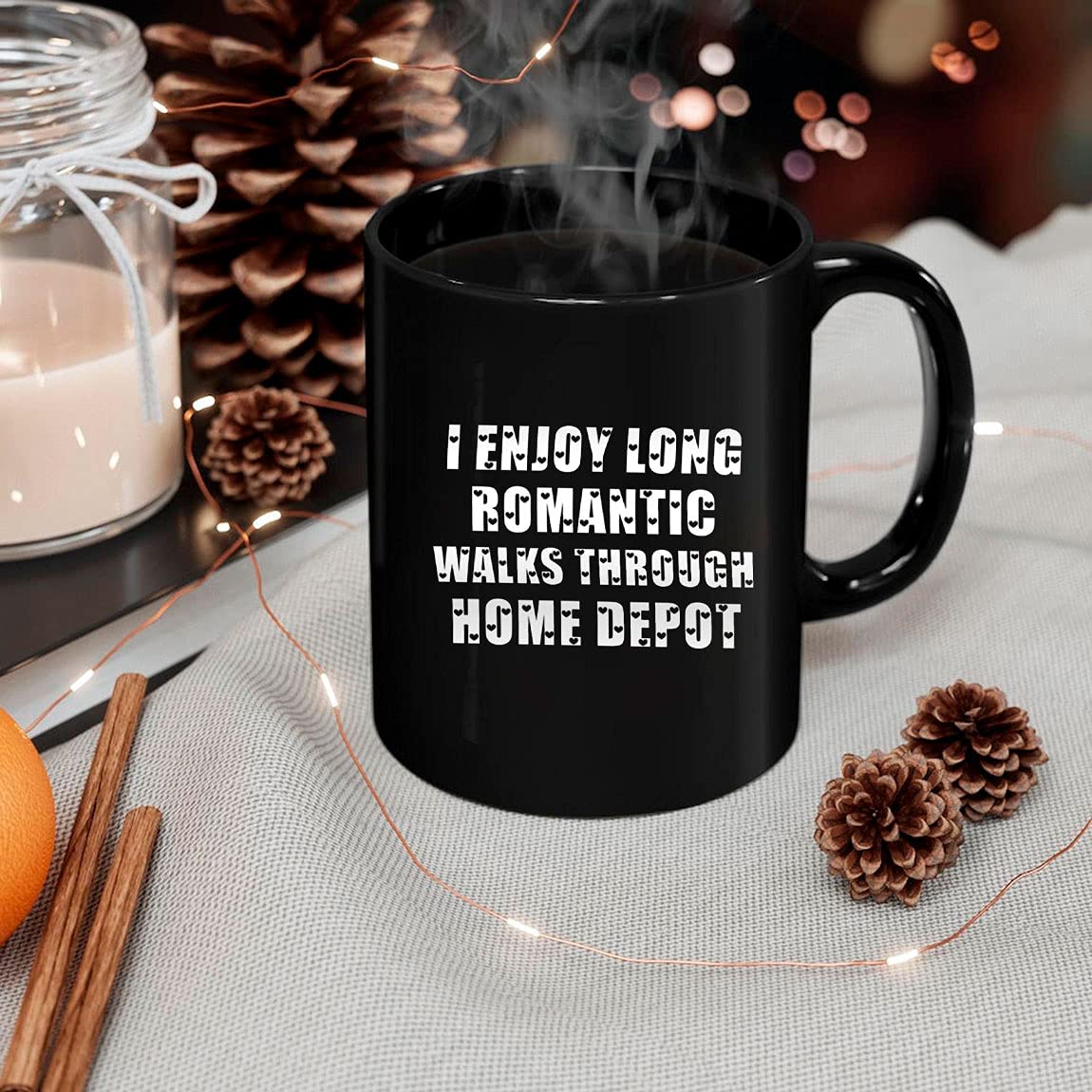 Funny I Enjoy Long Romantic Walks Through Home Depot Mug - 11oz & 15oz Ceramic Novelty Coffee Cup for Husband/Boyfriend - Perfect Gift for Birthday, Christmas & Home Depot Lovers - Great for Office Humor & DIY Enthusiasts