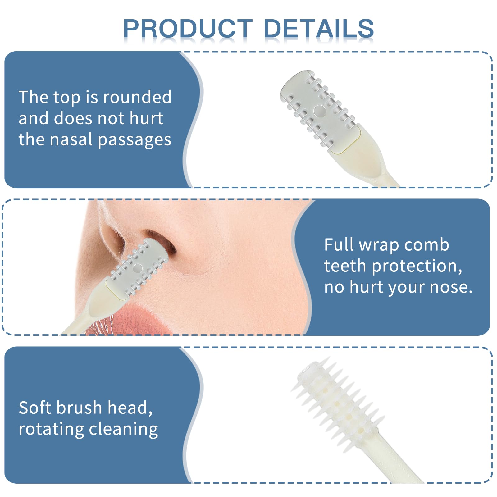 4Pcs 2-in-1 Nasal Hair Trimmer, Double Sided Nose Hair Clipper with 360° Rotation - Manual Nostril Hair Remover for Men & Women - Perfect for Travel, Grooming Kits & Personal Care