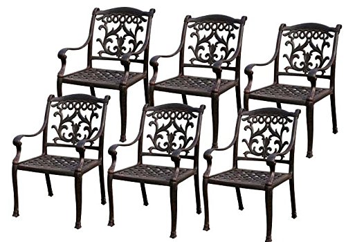 6-Piece Patio Chairs Set - Durable Outdoor Cast Aluminum Flamingo Furniture in Desert Bronze - Perfect for Garden, Poolside & Backyard Relaxation