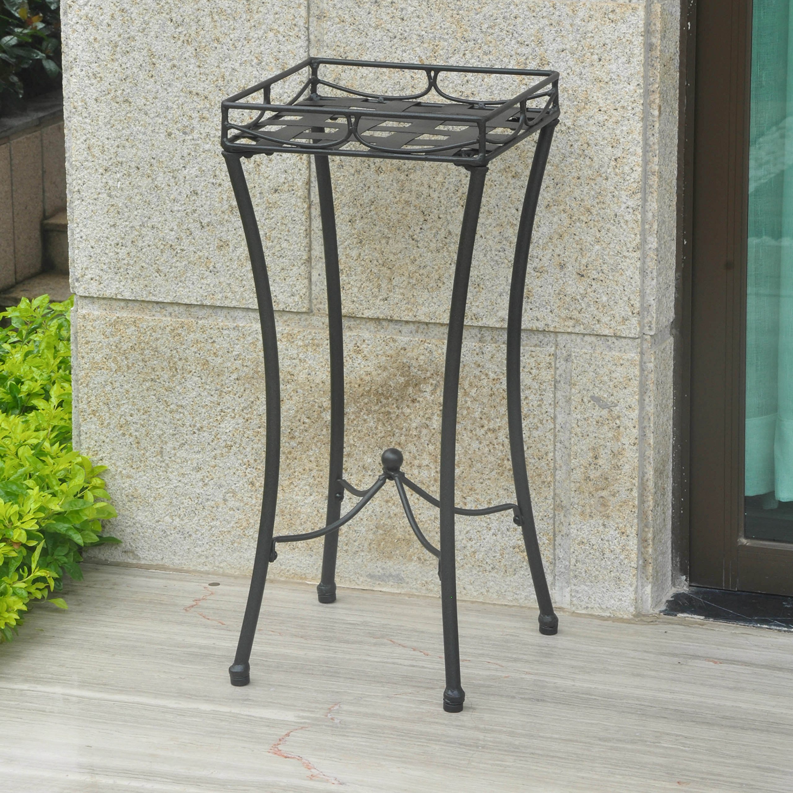 Antique Black Santa Fe Iron Nailhead Square Plant Stand - Perfect for Indoor & Outdoor Home Decor, Garden, Patio, and Living Room