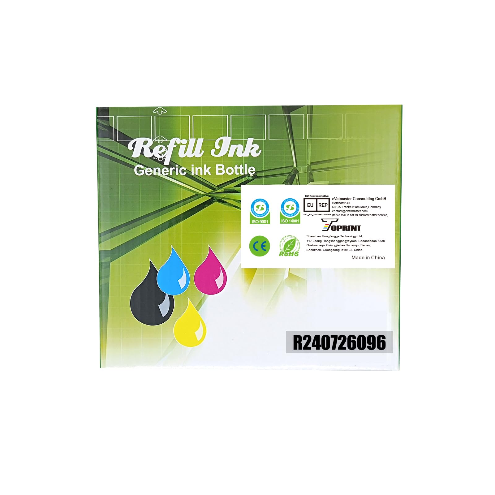 TOPRINT 4-Color Ink Bottles for ET Series Printers - Home & Office Use
