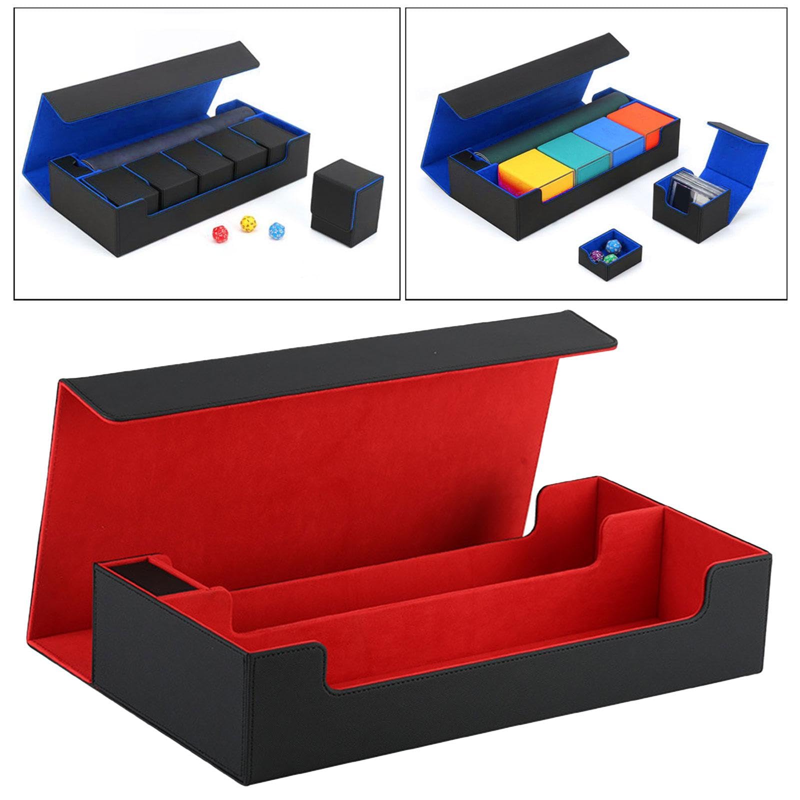 MERIGLARE Card Deck Box - Premium Sleeved Cards Holder for 600+ Collectible Cards | Durable Game Card Organizer & Sports Card Storage Case (Black/Red) - Perfect for MTG, Pokémon, Yu-Gi-Oh! & Trading Card Collectors