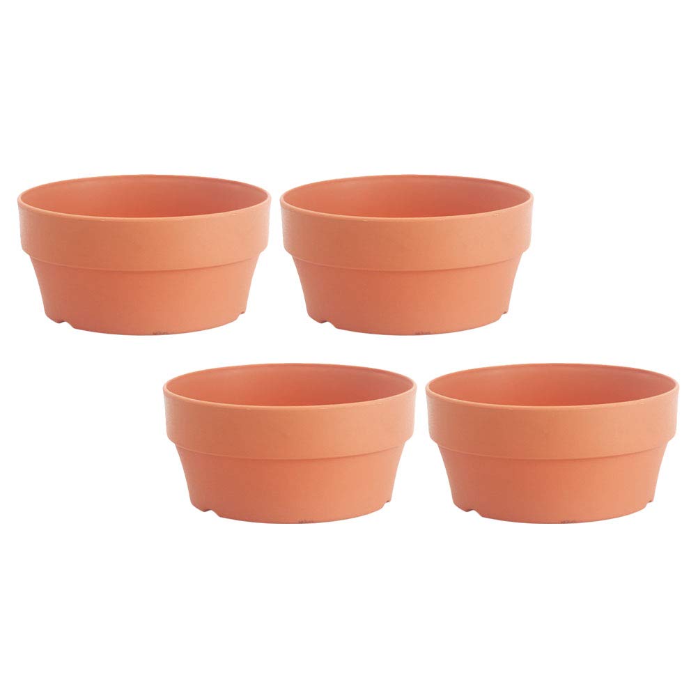 4-Piece Round Decorative Plant Pots - Modern Plastic Flower Pot Set for Home & Garden Decor - Perfect for Indoor Plants, Succulents, and Herbs