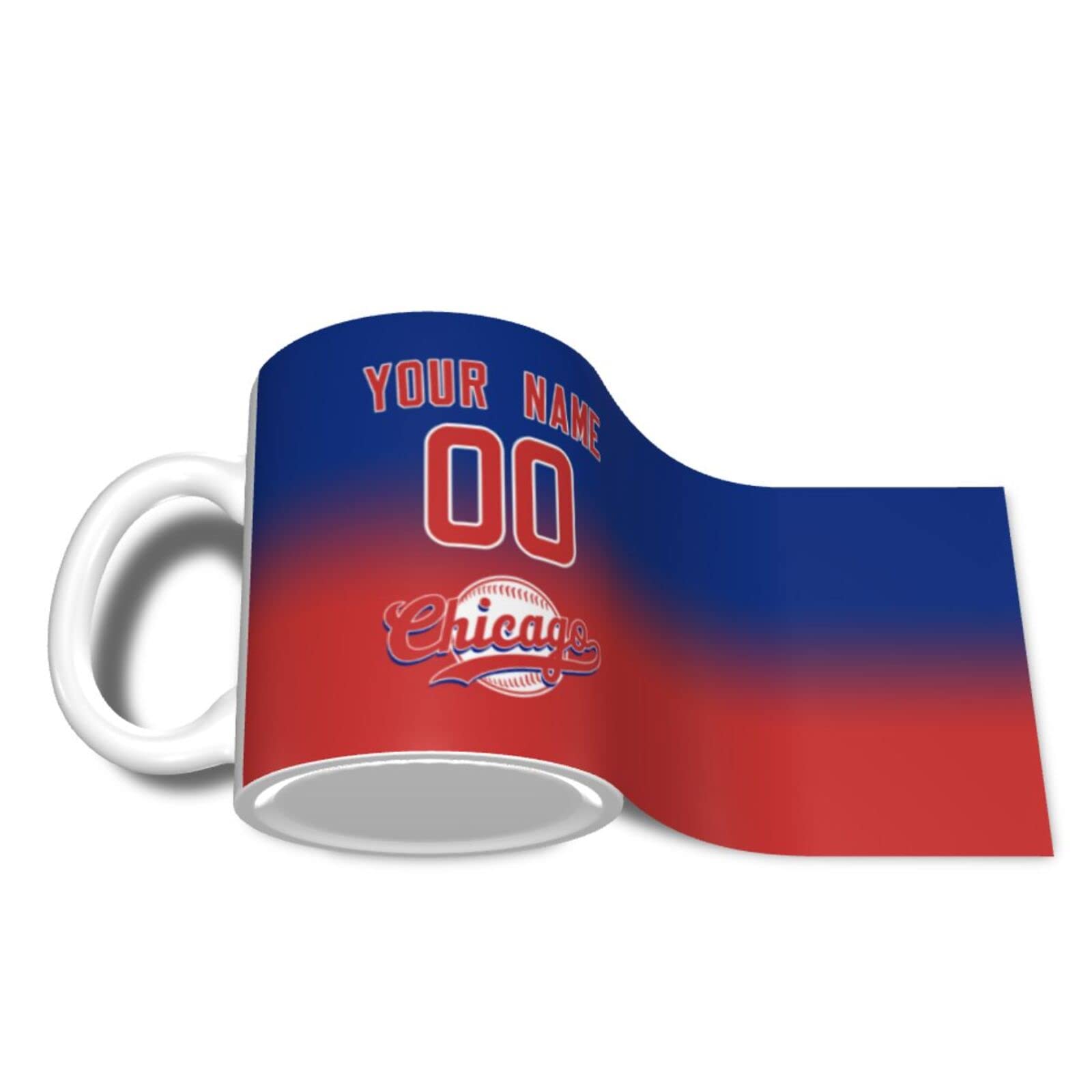 Personalized Baseball Coffee Mug - Custom Ceramic Cup with Handle, Team Colors & Name/Number - Great Gift for Baseball Fans, Men & Women - Perfect for Home, Office & Game Day Use