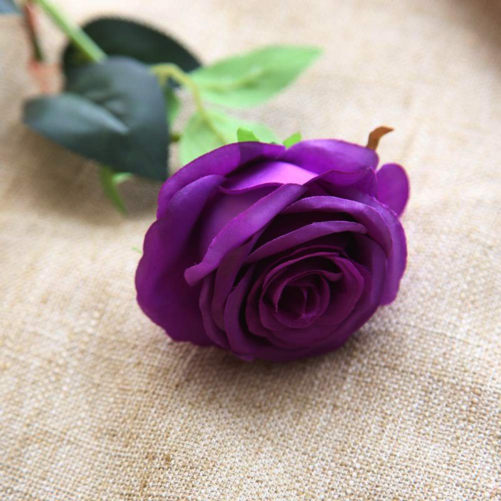 Amzali Artificial Silk Roses - Real Looking Blush Purple Fake Flowers with Long Stems for Home Decor, Wedding Bouquets, Centerpieces, Bridal Showers, Birthday Parties & Garden Floral Arrangements | Perfect for Wedding Decorations, Table Centerpieces, and Romantic Home Decor