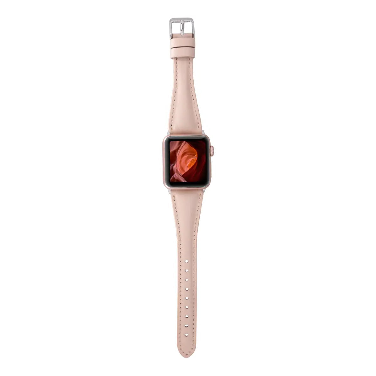Elegant Nude Pink Leather Slim Apple Watch Band - Stylish & Comfortable Replacement Strap for Women & Men - Perfect for Work, Gym & Everyday Wear