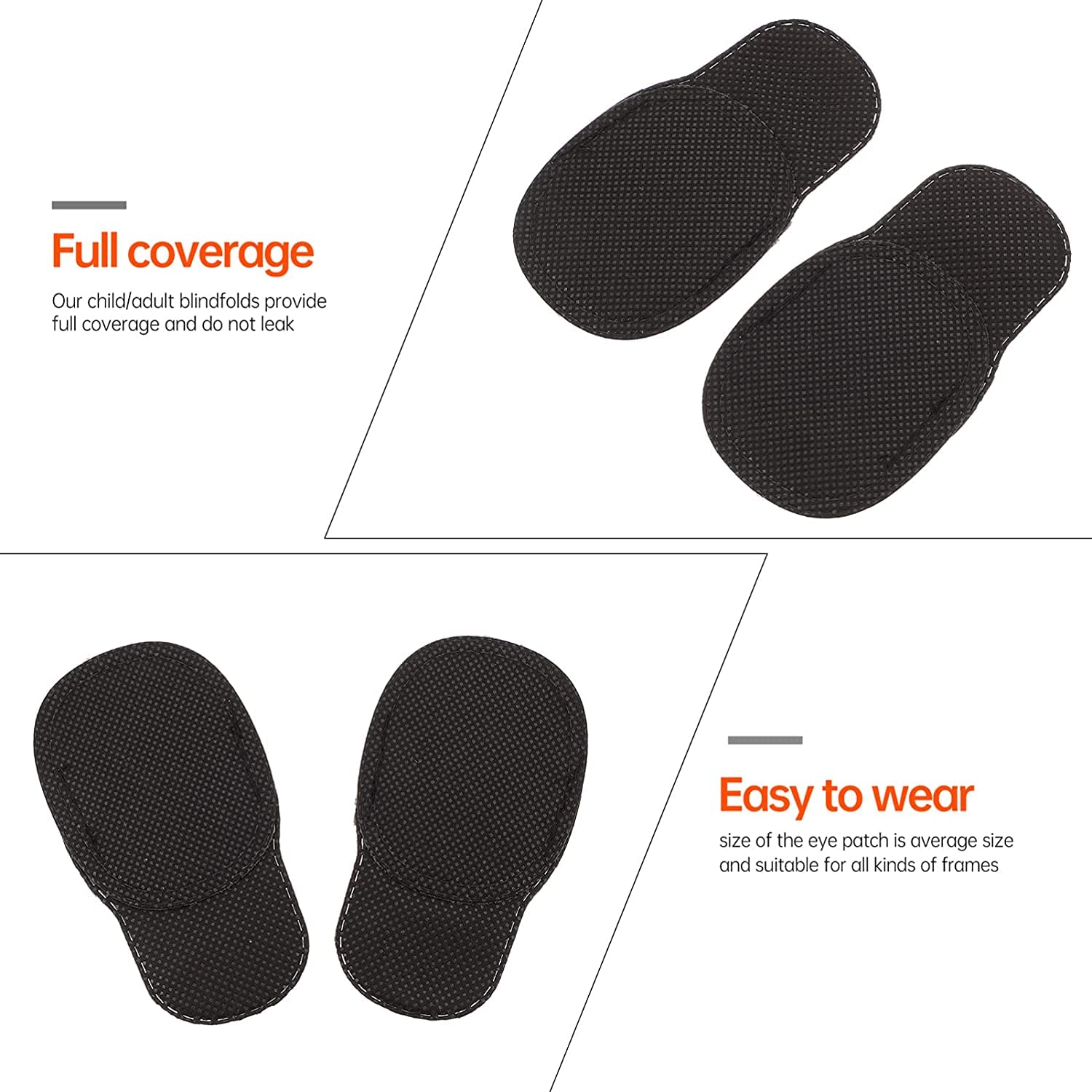 **AUGEN Amblyopia Eye Patch for Kids & Adults - Black Strabismus & Lazy Eye Cover (1 Pair) - Perfect for Vision Therapy, Medical Treatment & Daily Use**