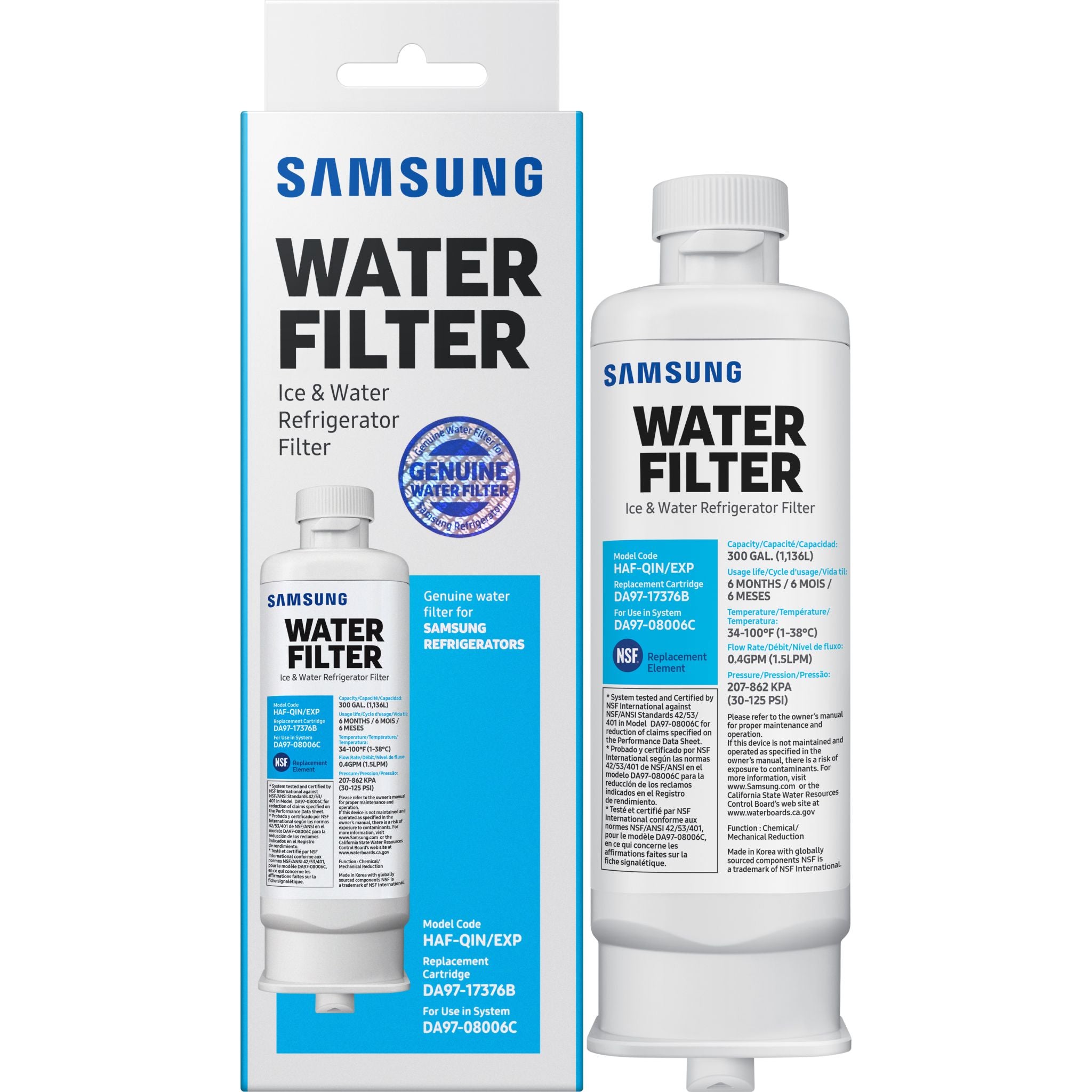 Samsung HAF-QIN Refrigerator Water Filter Replacement - NSF Certified for Clean Drinking Water - Perfect for Home, Office, and Kitchen Use