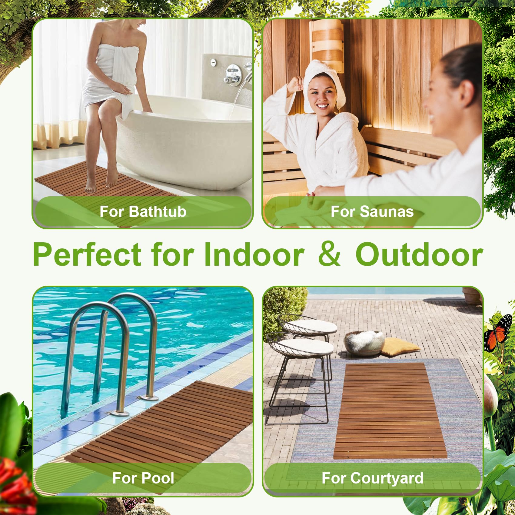 Premium Teak Shower Mat - 39.5