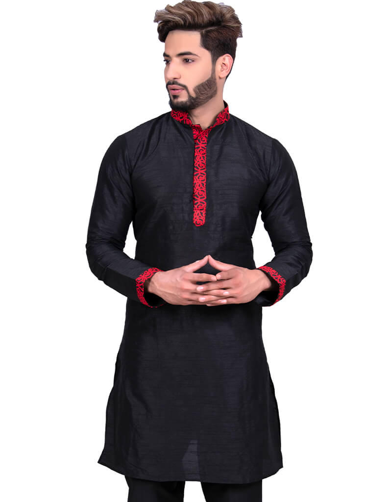 Elegant Black Kurta with Art Silk Chudidaar - Traditional Indian Ethnic Wear for Women - Perfect for Festivals, Weddings & Special Occasions