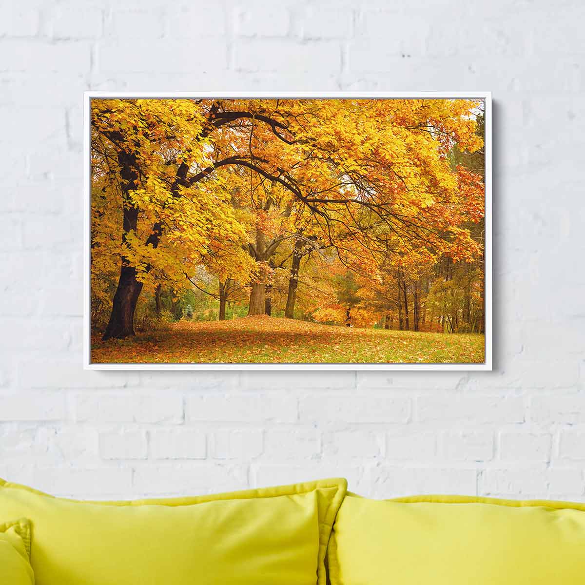 Vibrant Yellow Autumn Wall Art Canvas - 28x35 Inches - Modern Fall Decor for Living Room, Bedroom & Office