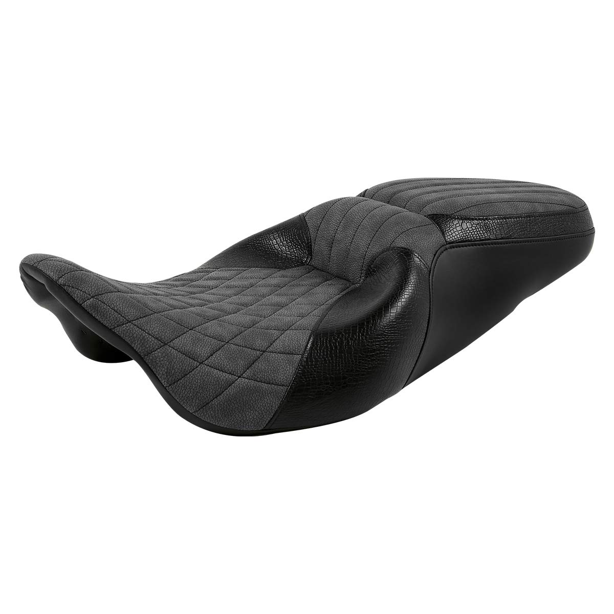 Premium One-Piece 2-Up Bucket Seat for Harley Davidson Road King/Street Glide/Electra Glide/Road Glide (2009-2023) - Comfortable Motorcycle Driver & Passenger Seat for Long Rides & Touring