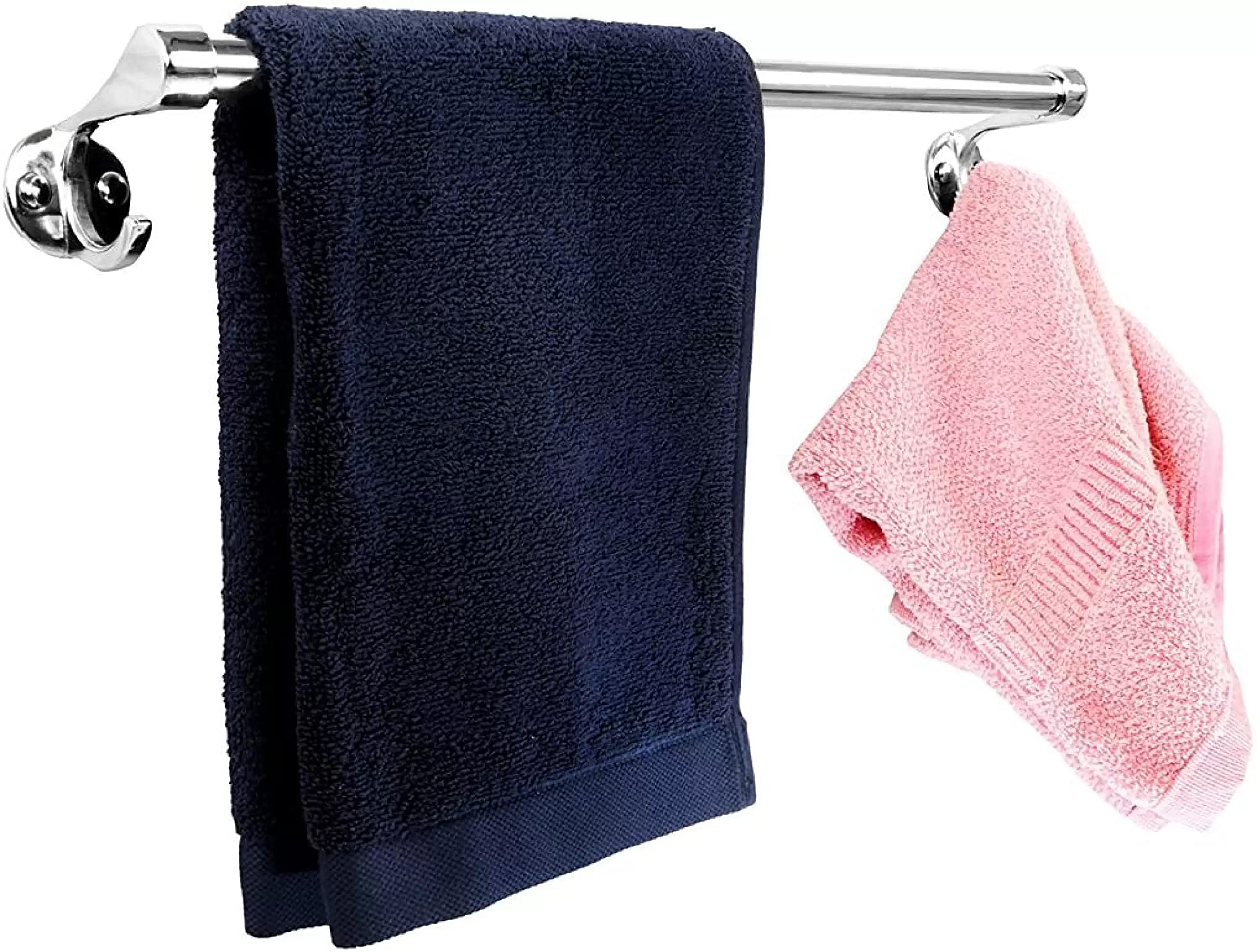 Premium 24 Inch Stainless Steel Towel Bar - Chrome Finish Bathroom Towel Rack with Strong Mounting - Space Saving Bathroom Accessories for Hand Towels, Washcloths & Robes (1 Pack) - Perfect for Bathrooms, Kitchens & Laundry Rooms