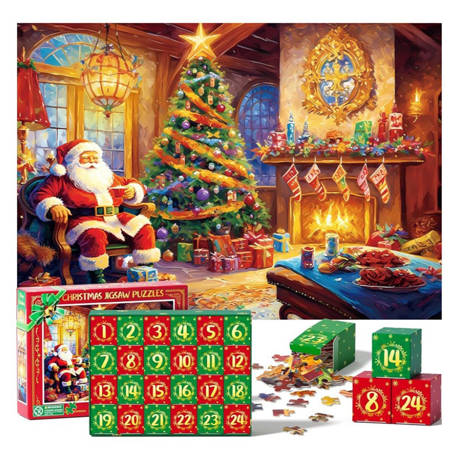 1000-Piece Advent Calendar Puzzle - 24 Days Christmas Countdown Puzzle for Adults (70x50cm) | Fun Holiday Activity & Family Gift Idea