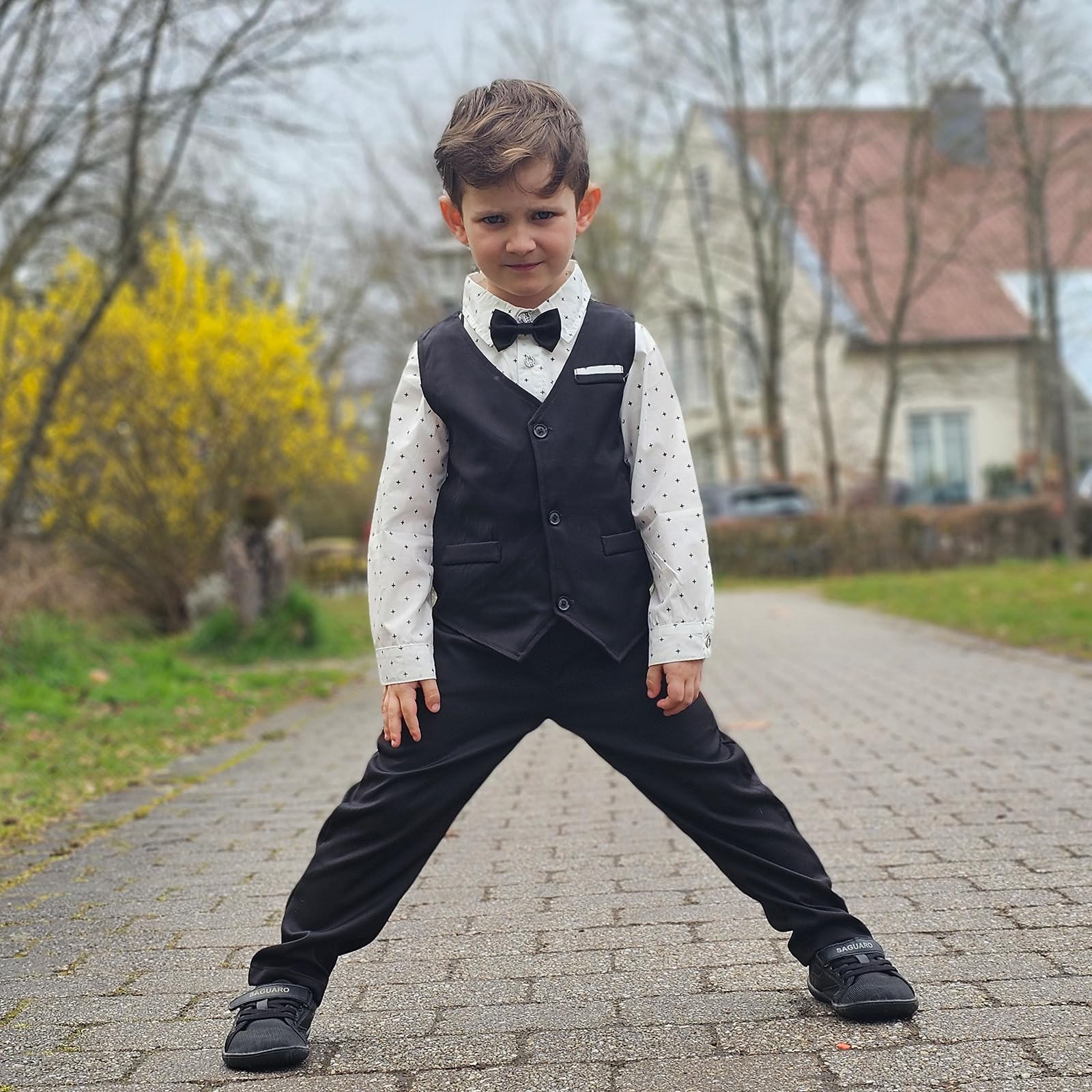 Volunboy Baby Boy Suit 3-Piece Formal Outfit - Toddler Gentleman Clothes with Long Sleeve Shirt & Pants Set for Weddings, Parties & Special Occasions