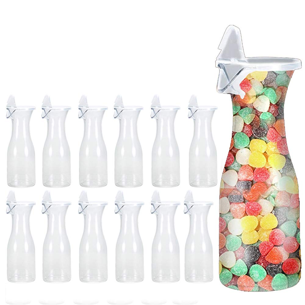 Tiger Chef 20oz Clear Acrylic Carafe with Spout & Lid - BPA Free Beverage Decanter for Wine, Juice, Water - 12 Pack - Perfect for Parties, Restaurants & Home Entertaining