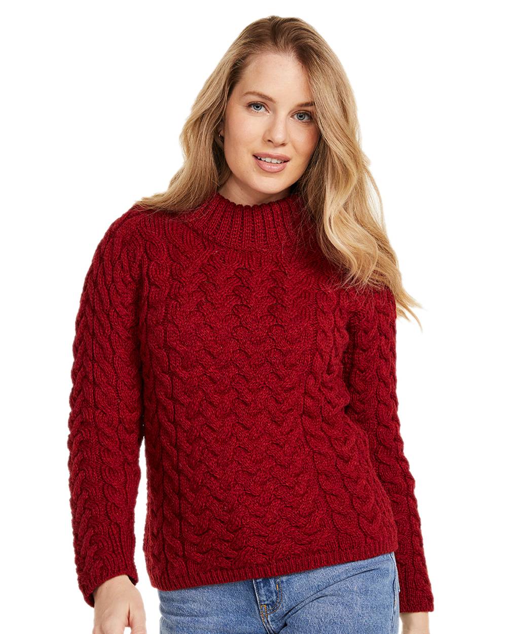 Aran Knightstown Women's Crew Neck Sweater - Soft Wool Knit Pullover for Casual & Office Wear | Cozy Winter & Fall Fashion