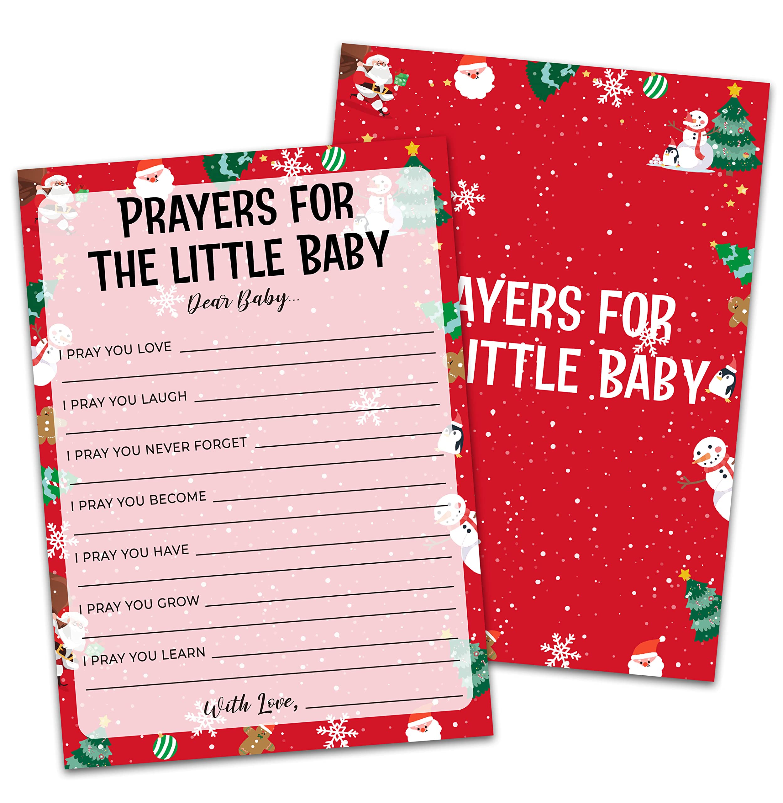 30-Piece Baby Shower Game Cards Set - Gender Neutral Prayers for Baby & Christmas Party Games - Perfect for Baby Showers, Gender Reveals & Holiday Celebrations