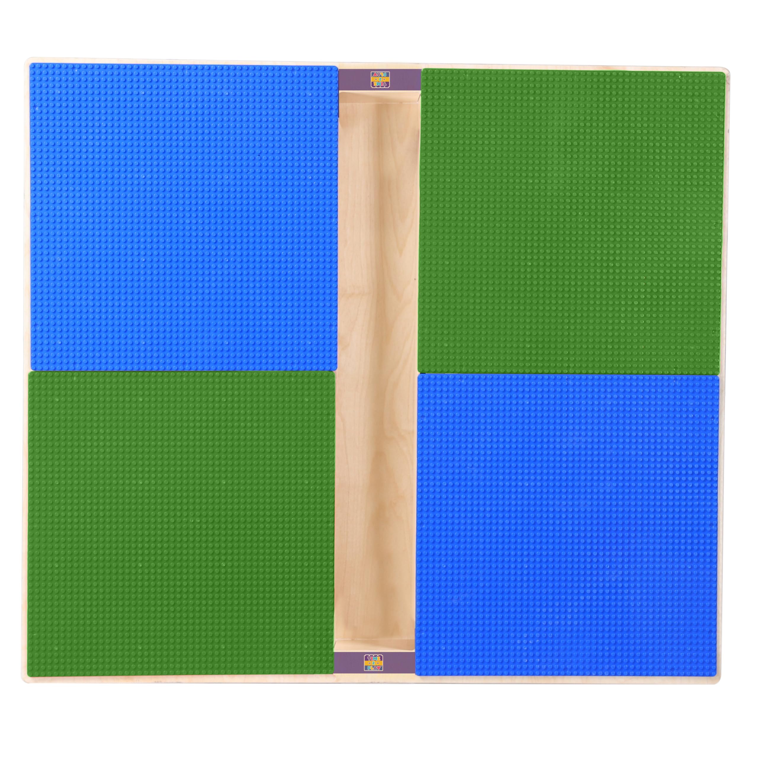 **Time-2-Play Large Montessori Play Table – 35” x 31” Birch Plywood Surface, Red & Blue, Lego-Compatible Building Blocks Table with Trough & Adjustable Legs (18”-29”) – Perfect for Kids' Playroom, Daycare, or Homeschool Learning**