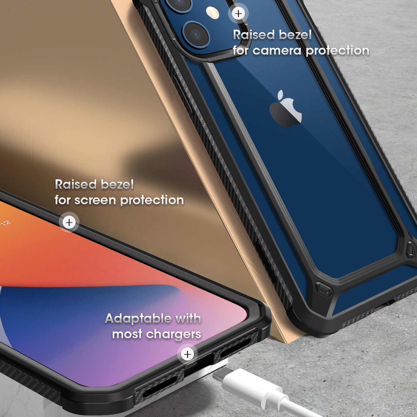 iPhone 12 Mini 5.4 Inch Unicorn Beetle Pro EXO Case with Built-in Screen Protector - Shockproof Clear Black Cover for Everyday Protection | Perfect for Work, Travel & Outdoor Activities
