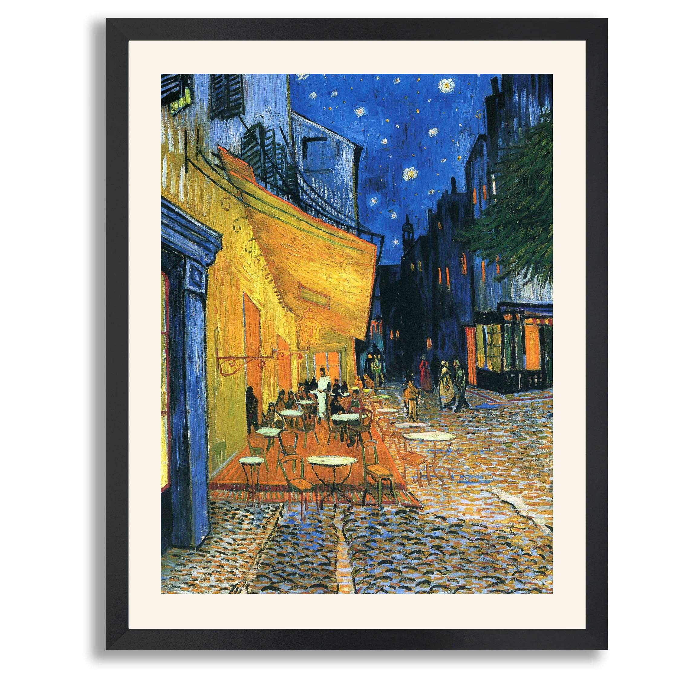 Vincent Van Gogh Framed Print - Cafe Terrace at Night Art Reproduction Poster | High-Quality Fine Art Painting in Wood Frame | Wall Decor for Living Room, Bedroom & Office | Perfect Gift for Art Lovers