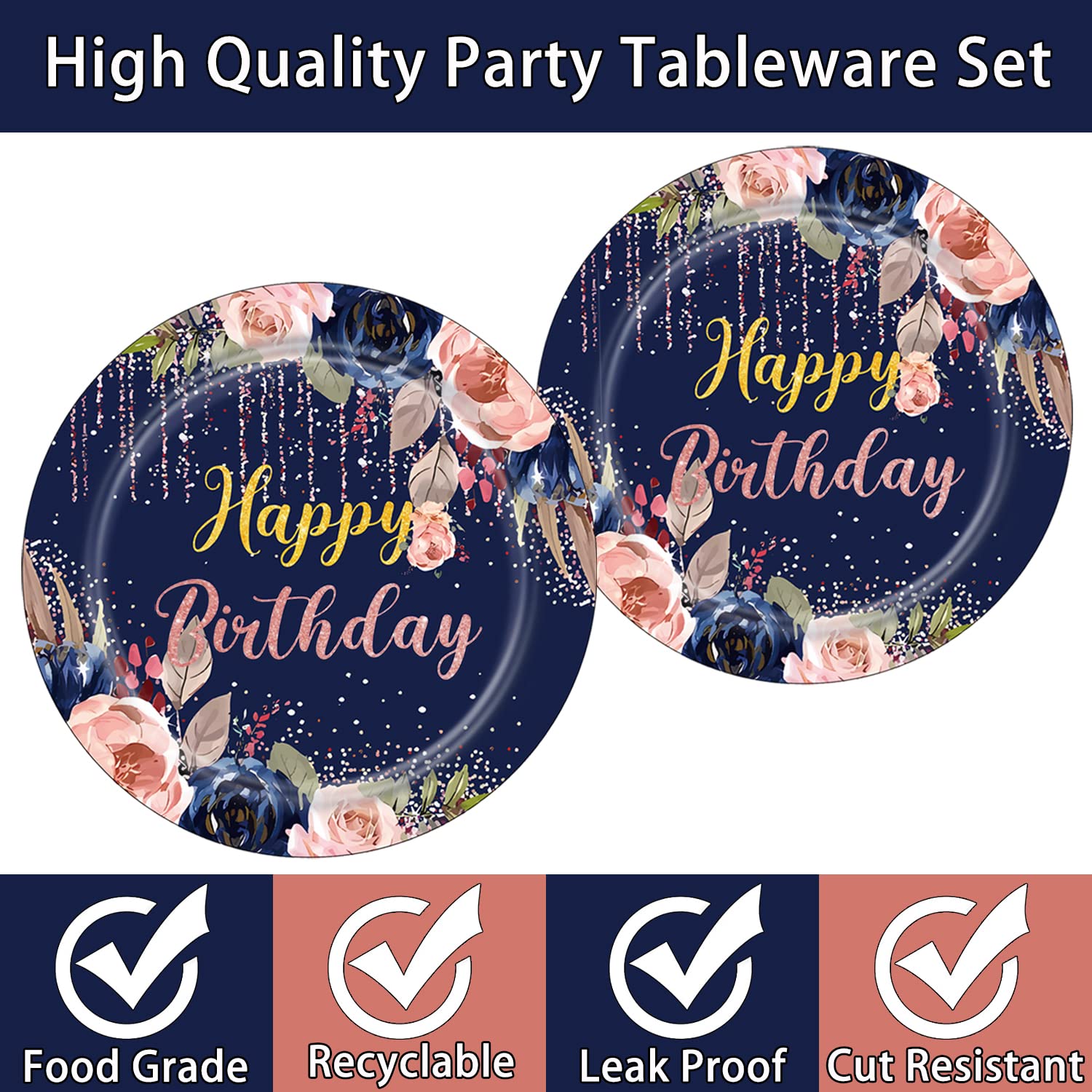100 Pcs Pastel Birthday Party Supplies Set - Disposable Paper Plates, Napkins & Forks for 25 Guests - Happy Birthday Decorations & Tableware - Perfect for Baby Showers, Kids Parties & Celebrations