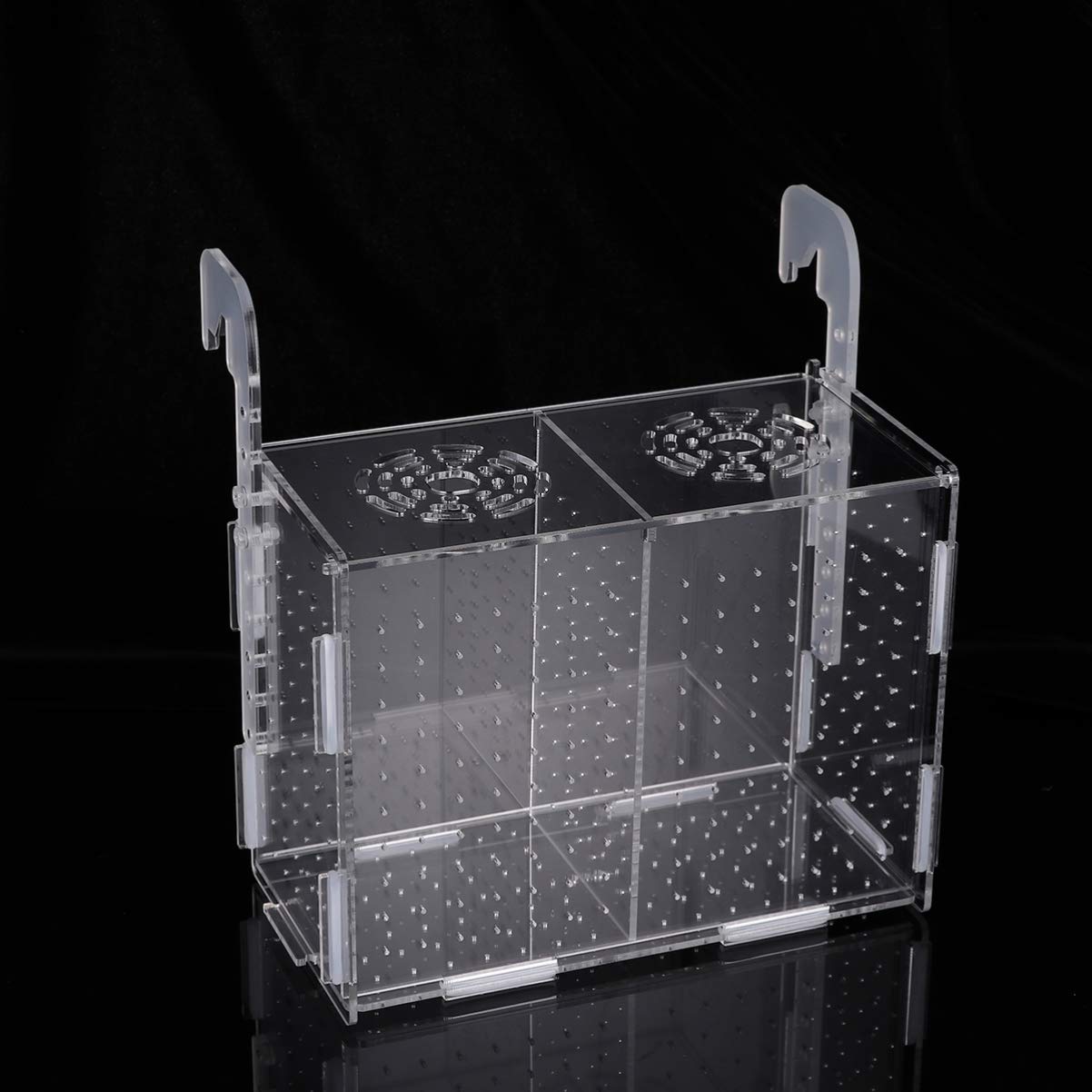 POPETPOP Transparent Acrylic Fish Tank Breeding Box - Aquarium Incubator & Hatching Box with Hook Pattern | Perfect for Safe Fish Breeding, Fry Protection & Tank Organization