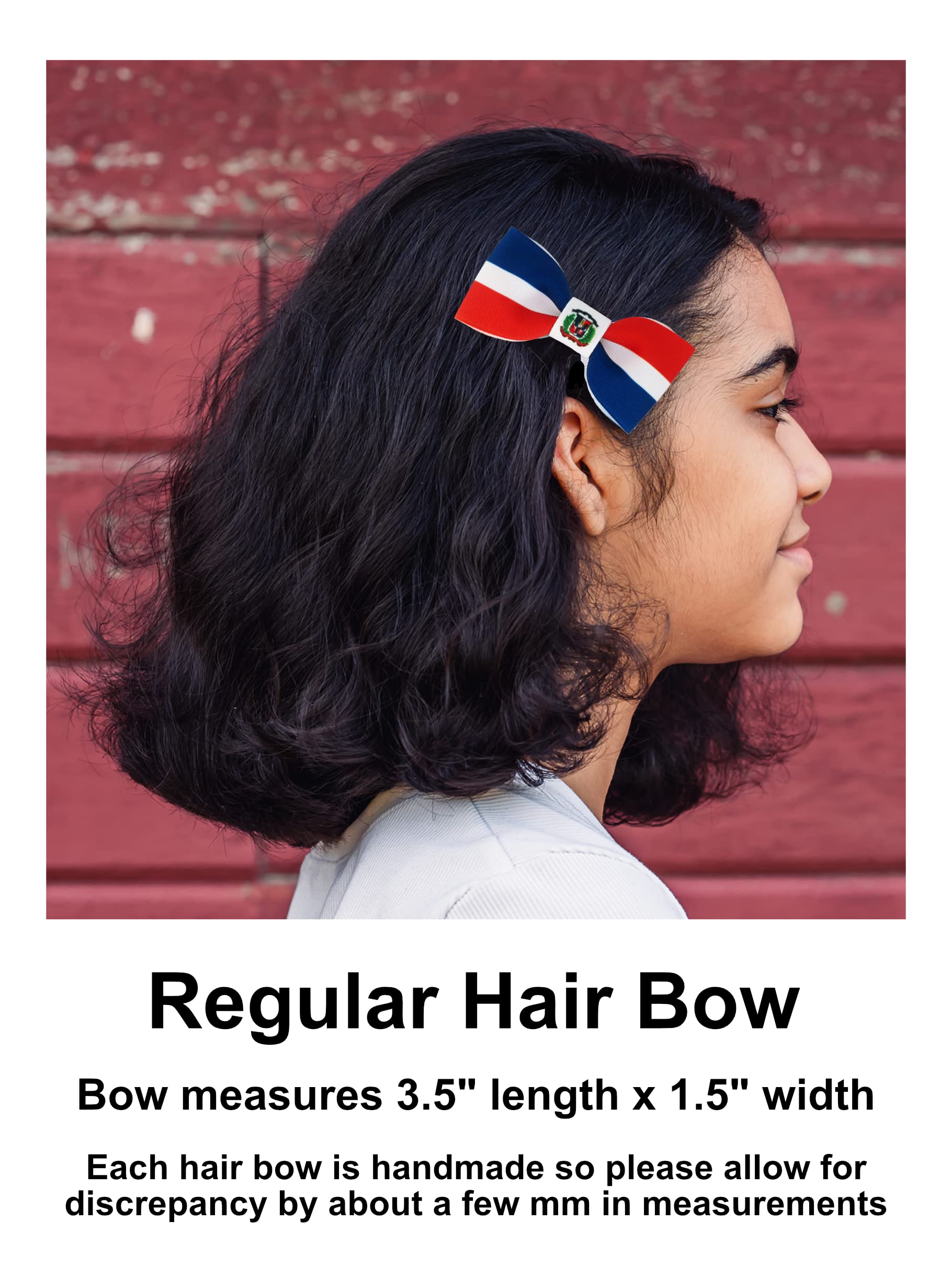 Dominican Republic Flag Hair Bows for Girls & Toddlers - 3.5 Inch Hair Accessories with Clips - Perfect for School, Events, Travel & Patriotic Celebrations