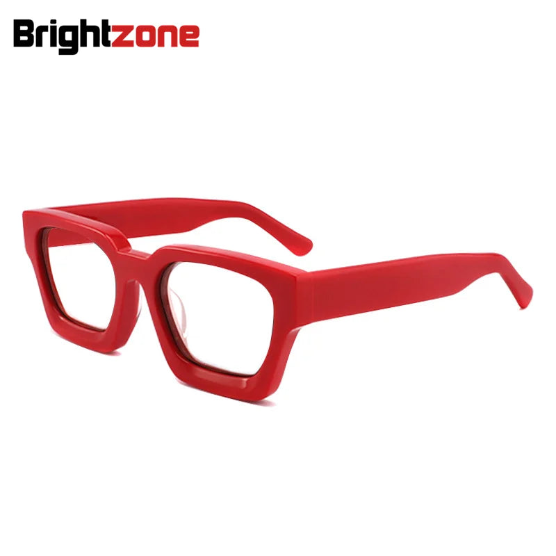 Brightzone Unisex Full Rim Square Thick Acetate Eyeglasses 5437 - Stylish & Durable Frames for Men & Women - Perfect for Reading, Work & Fashion Accessories