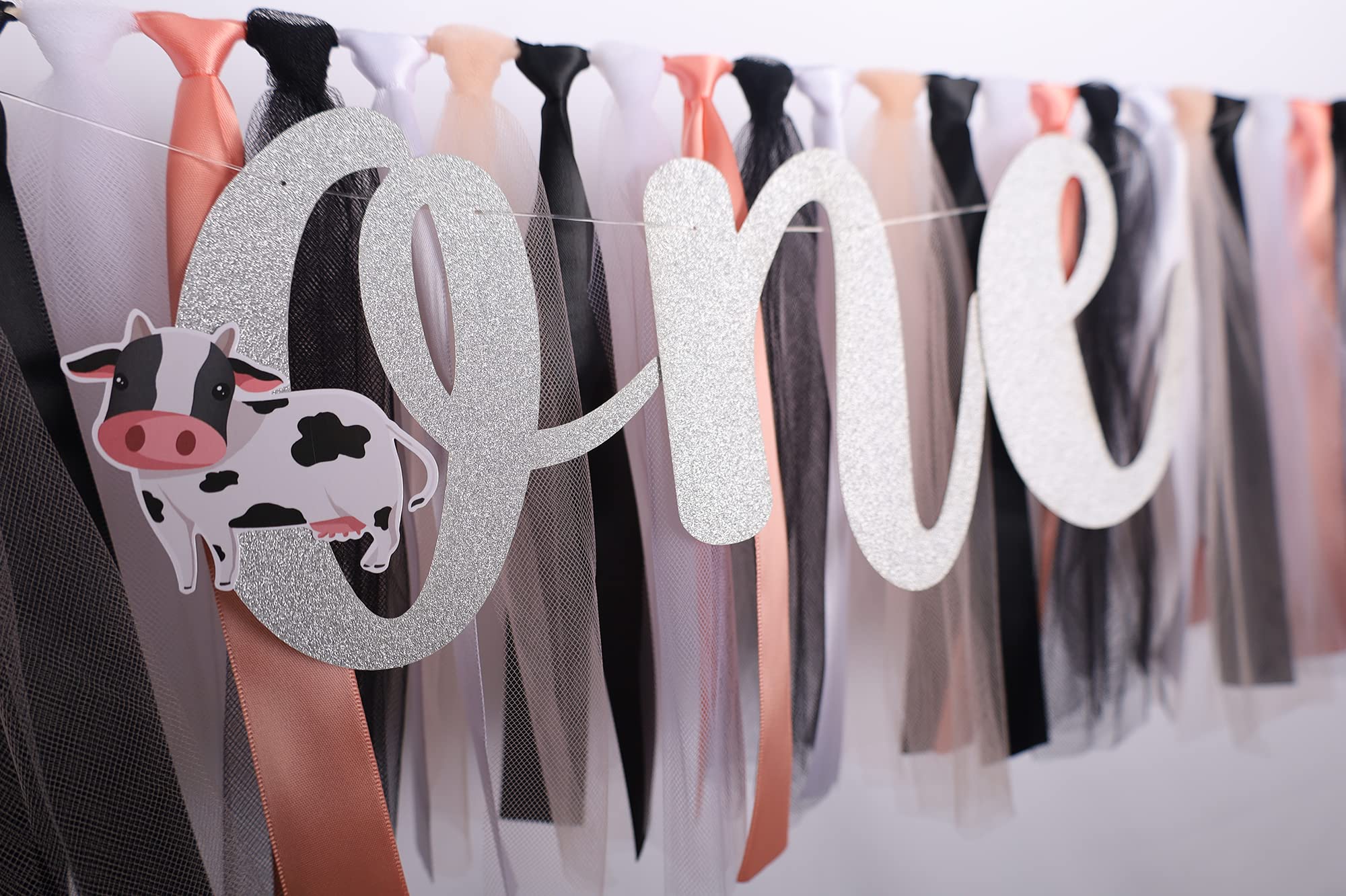 1st Birthday Banner for Girls - Pink Black White Highchair Fabric Garland, Handmade First Birthday Party Decorations, Photo Props | Perfect for Highchair Decor, Cake Smash Photos & Milestone Celebrations