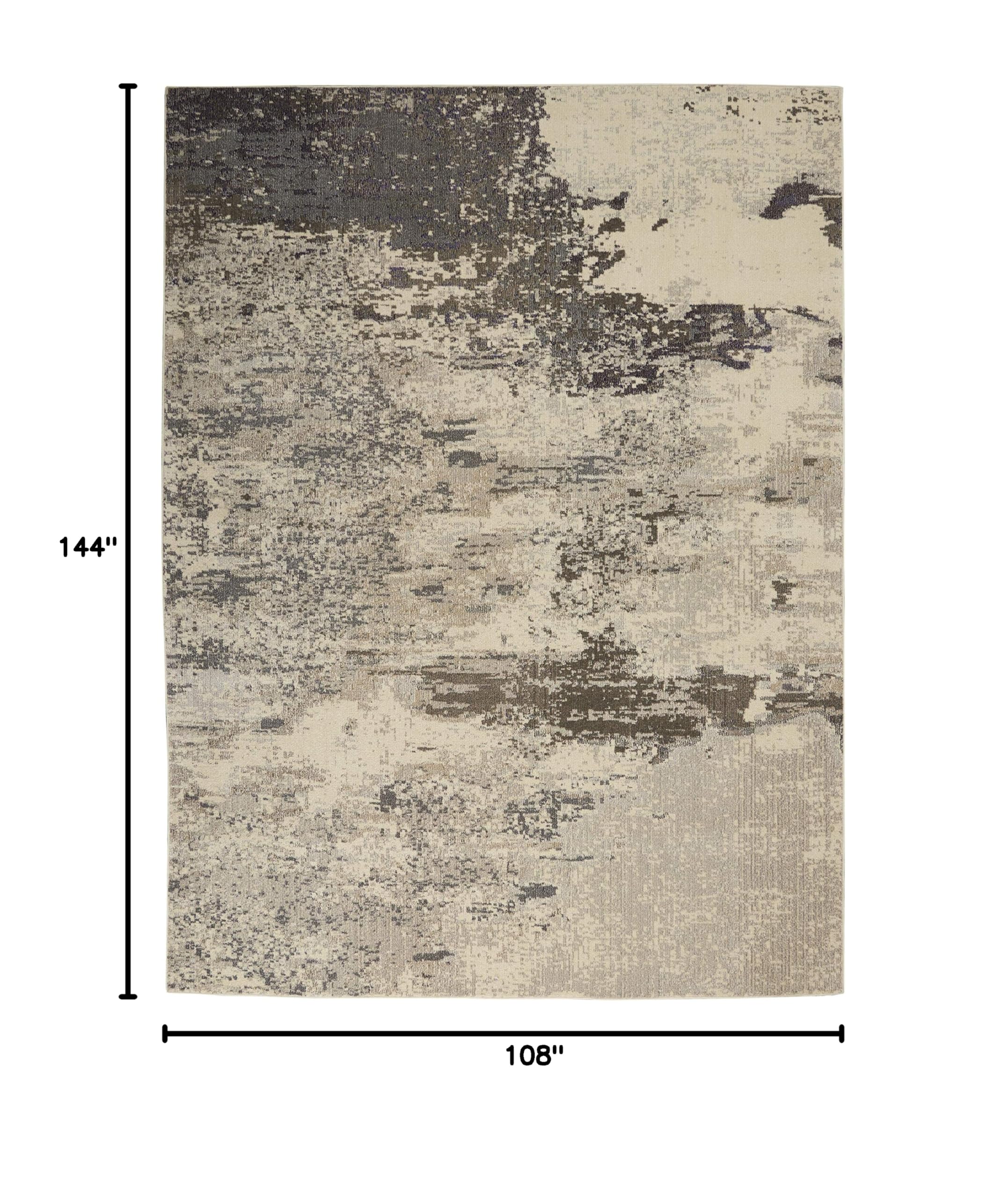 Nourison Celestial Modern Abstract Ivory/Grey 9' x 12' Area Rug - Easy to Clean, Non-Shedding, Stain Resistant for Bedroom, Living Room, Dining Room & Kitchen | Perfect for Home Decor, Office & High Traffic Areas (9x12)