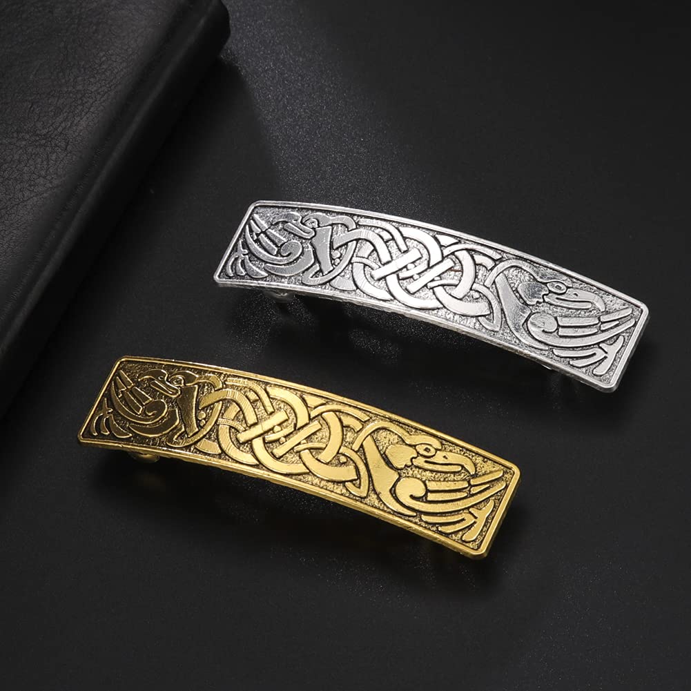 Handmade Vintage Metal Hair Clips - Large Retro French Hairpins with Celtic Knot Design, Ultra Light Hair Barrettes for Women | Perfect for Weddings, Parties & Viking Cosplay