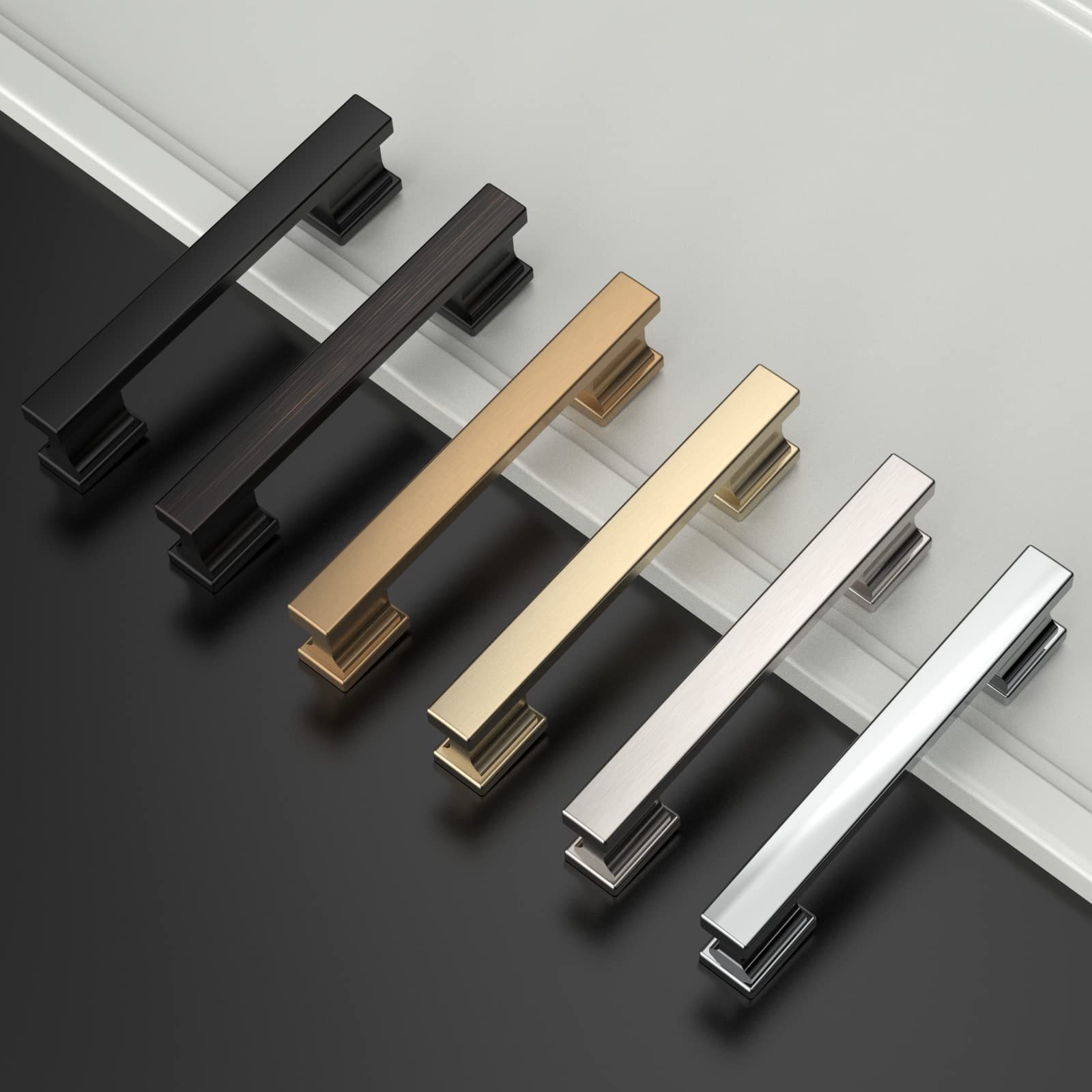 Amerdeco 6 Pack Matte Black Cabinet Pulls 3-3/4 Inch (96mm) Hole Center - Modern Drawer Handles for Kitchen Cabinets, Bathroom Vanity, Dresser & Furniture - Durable Zinc Alloy Hardware for Home Renovation & DIY Projects
