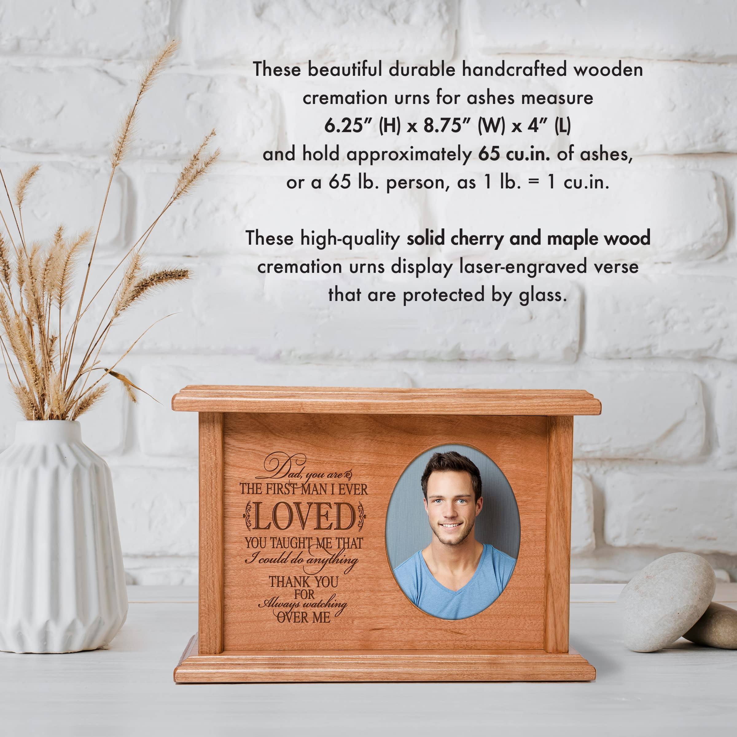 LifeSong Milestones Personalized Wooden Cremation Urn for Men - Memorial Keepsake for Father or Husband - Perfect for Home Display, Funeral Services & Remembrance Ceremonies