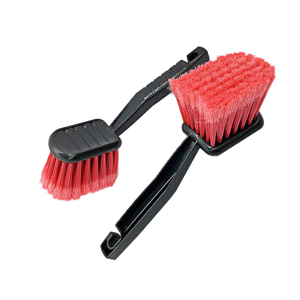 Garneck 2-Pack Car Wheel Cleaning Brushes with Red Head - Heavy Duty Detailing Brush for Car Wheels, Tires, Rims & Interior Accessories - Perfect for Car Wash, Auto Detailing & Dust Removal