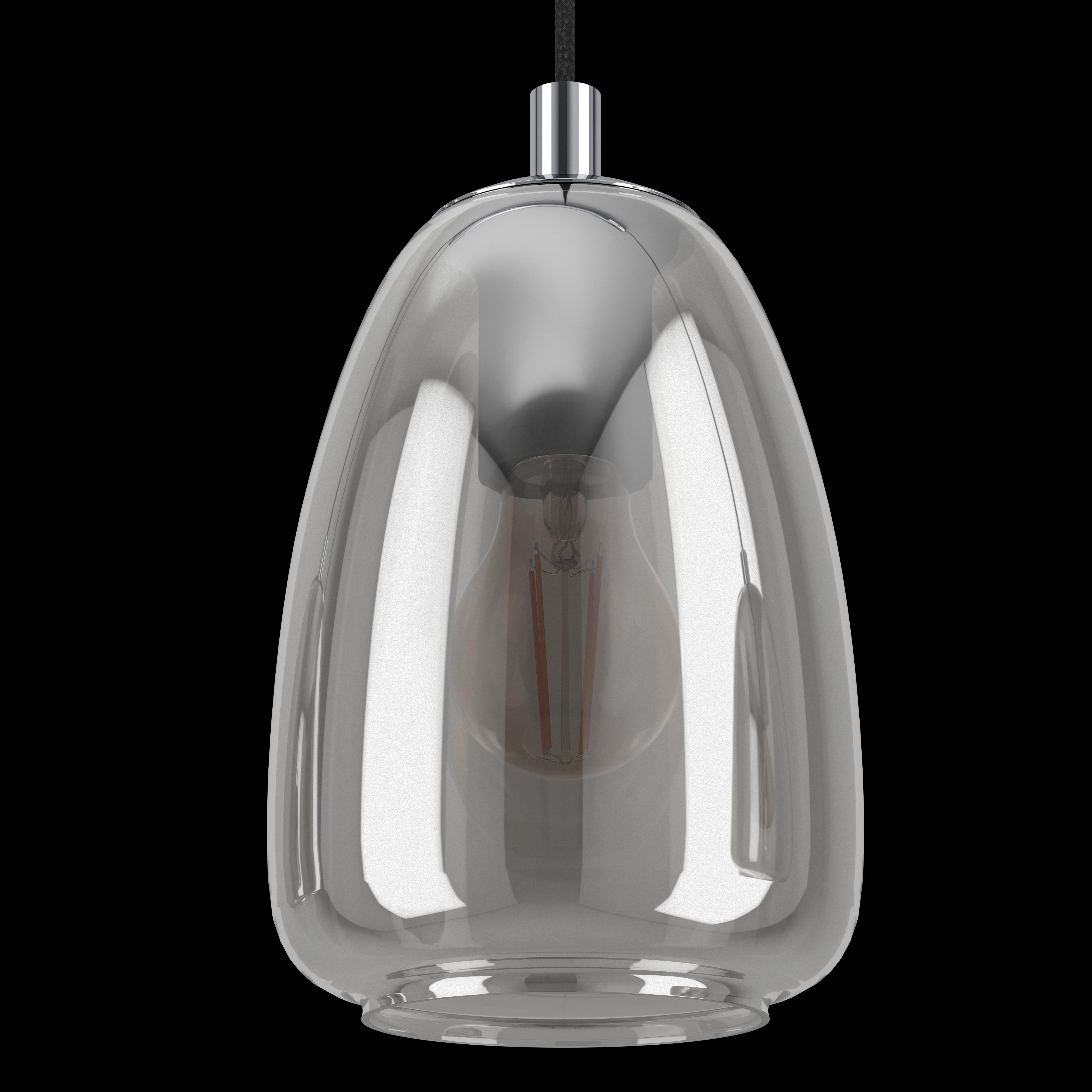 Eglo Alobrase 5-Light Chrome & Smoked Black Glass Ceiling Pendant Light Fixture - Perfect for Dining Room, Kitchen Island or Entryway Lighting