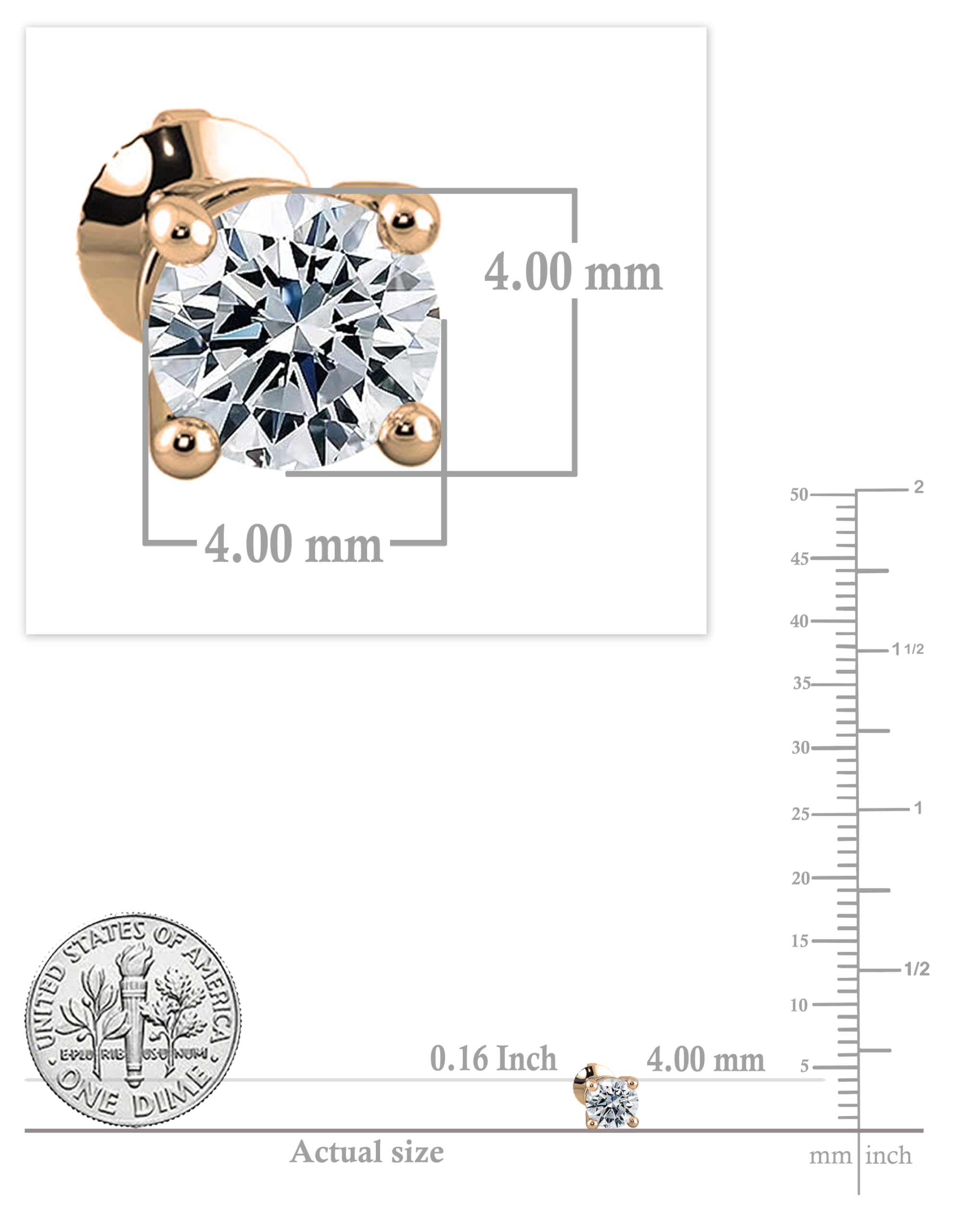 IGI Certified Lab Grown White Diamond Stud Earrings for Women - 18K Solid Gold Screw Back - Dazzlingrock Collection | Perfect for Weddings, Anniversaries & Special Occasions