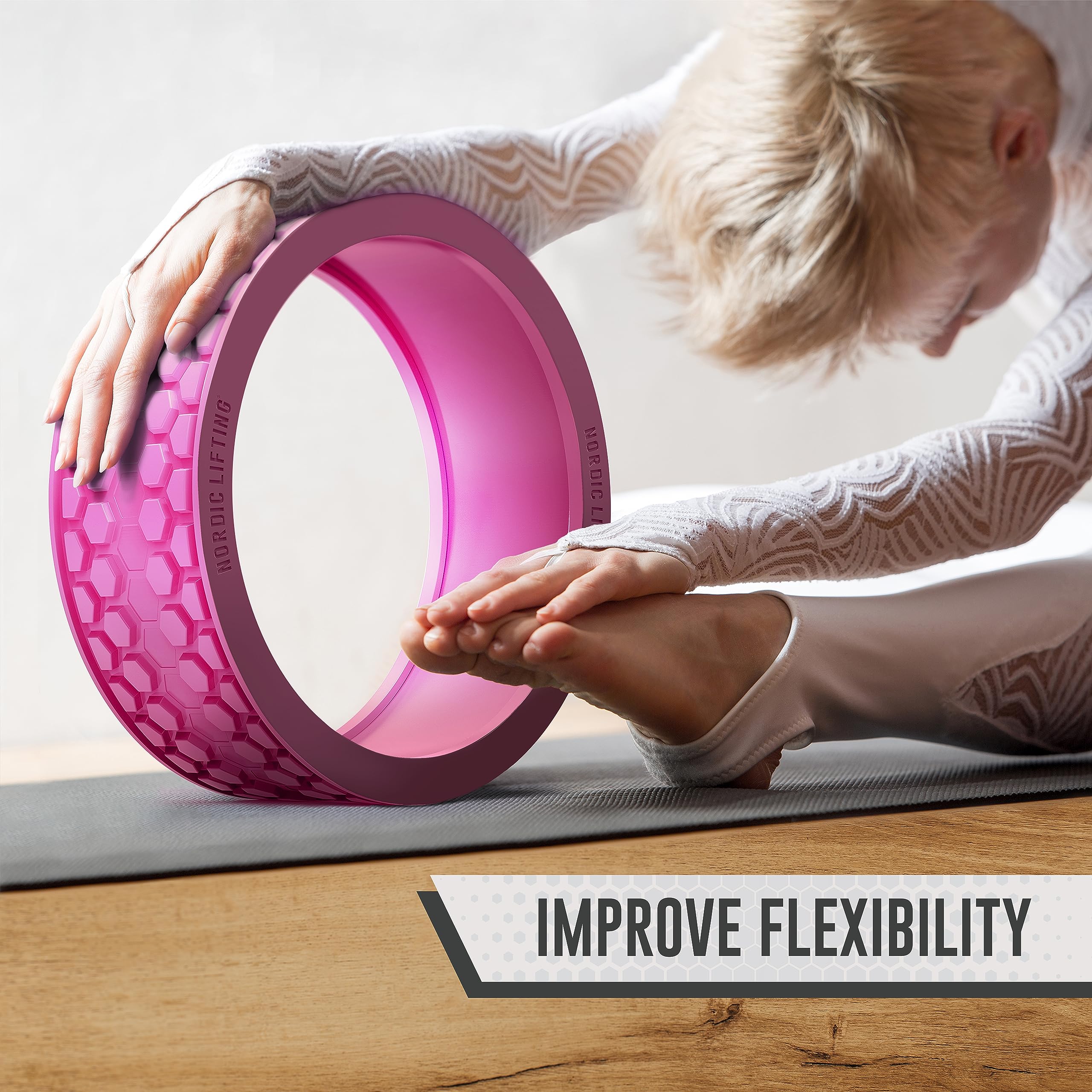 Nordic Lifting Yoga Wheel for Back Pain Relief - Premium Back Stretcher & Mobility Enhancer for Yoga, Pilates, and Home Workouts