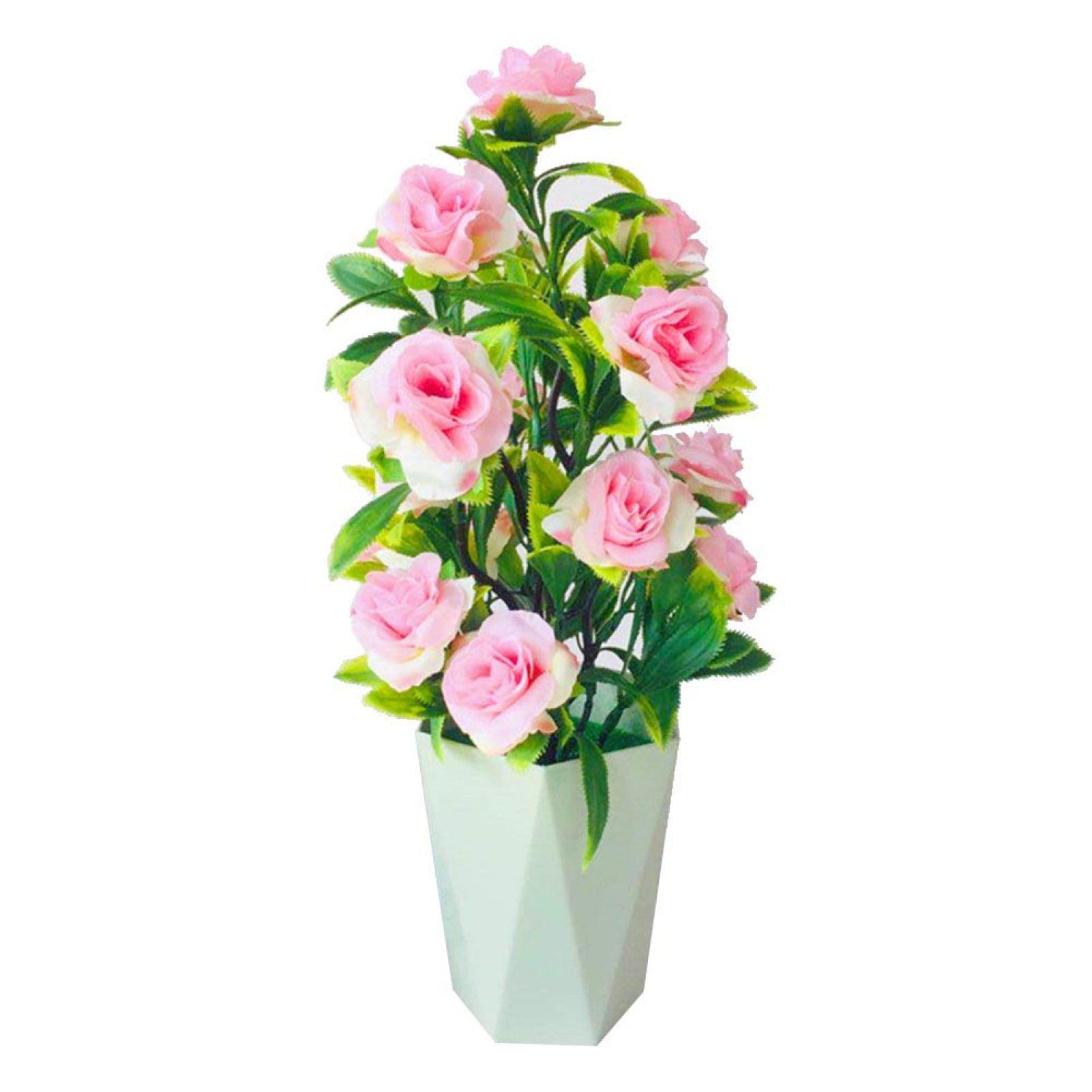Artificial Pine Tree Bonsai in Pot - Fake Plants for Home Office Decor, Pink Faux Flowers for Garden Party & Furniture Ornament | Indoor Greenery & Wedding Centerpiece Ideas