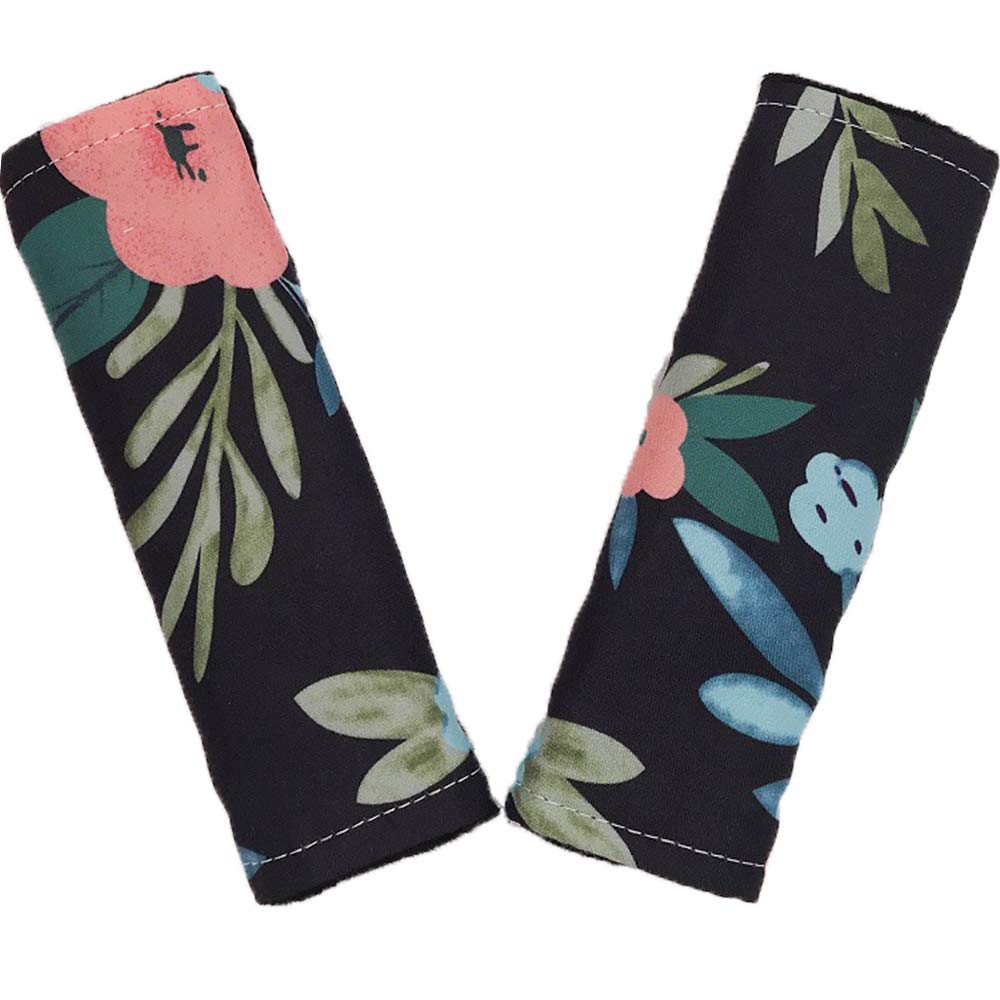 Soft Baby Car Seat Neck Cover & Shoulder Strap Protectors - Reversible Minky Floral Pram Harness Covers for Comfort & Safety | Perfect for Long Car Rides, Stroller Use, and Infant Travel Accessories