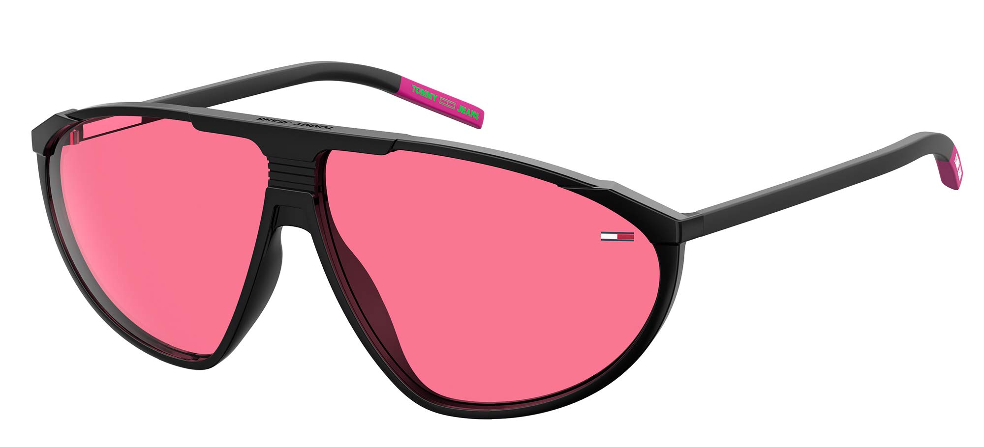 Tommy Jeans TJ 0027/S Unisex Sunglasses - Black/Dark Pink Frame, 65/9/140 Size - Stylish UV Protection for Outdoor Activities, Beach & Driving