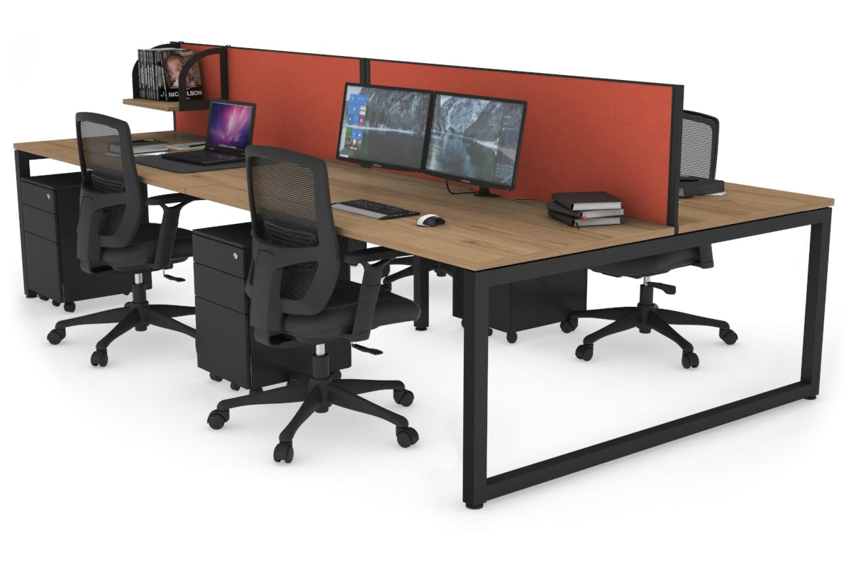 Quadro Loop Legs 4 Person Office Workstation - 1800L x 800W with Cable Management Scallop - Ideal for Collaborative Workspaces & Open Office Environments