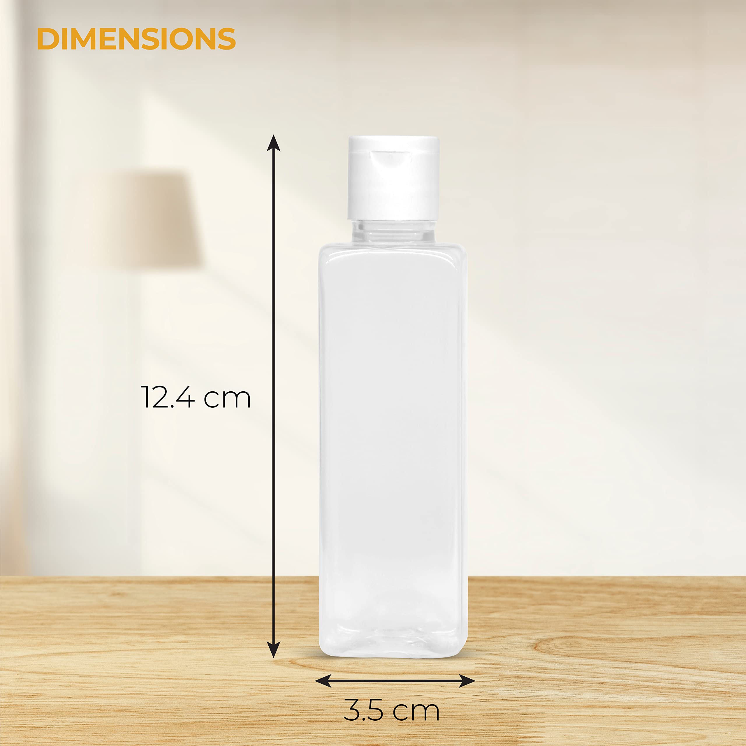 Refillable 100ml Empty Squeeze Cosmetic Bottles with Disc/Flip Top Cap - Rectangular PC Containers for Shampoo, Body Wash, Toner, Lotion & Cream | Travel-Friendly, Salon & Home Use