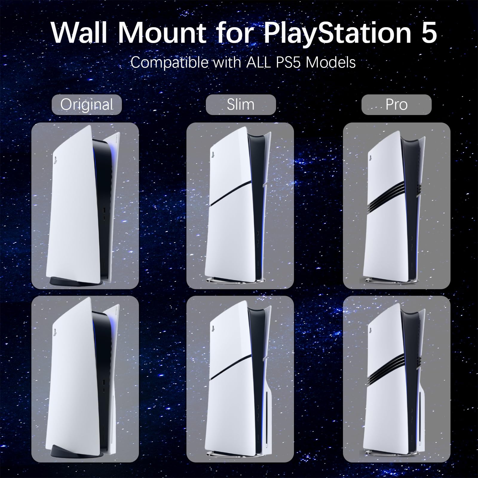 Hosanwell PS5 Wall Mount Kit with Charging Station - Playstation 5/Slim/Pro Accessories for Gaming Setup