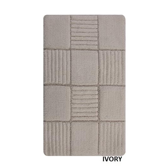 Non-Slip Aqua Bath Rug with Chakkar Board Design - Soft Absorbent Microfiber Bathroom Mat for Shower, Tub, and Vanity Areas