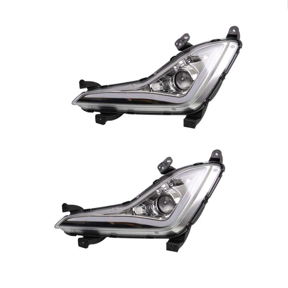 Ultra Bright LED Daytime Running Lights (DRL) for Hyundai Elantra 2014-2016 - Clear Lens Fog Lamps & Front Sidemarker Lights - Perfect for Night Driving and Enhanced Road Safety