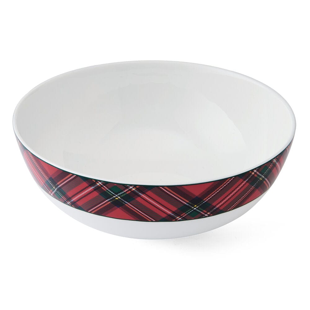 Tartan Red Serving Bowl - Elegant Ceramic Dish for Salads, Pasta, and Appetizers - Perfect for Dinner Parties and Holiday Gatherings