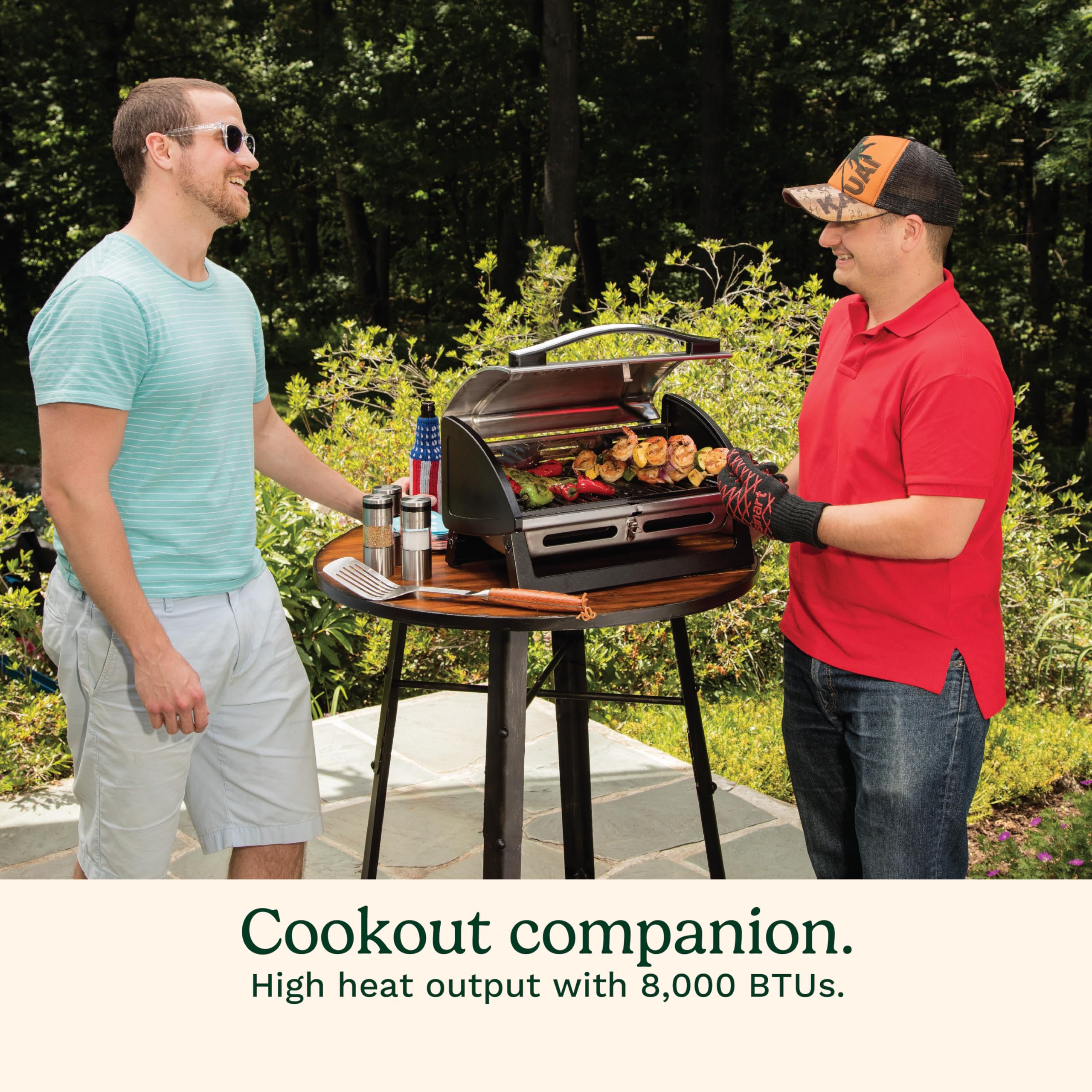 Cuisinart Grillster Portable Gas Grill - 8000 BTU Stainless Steel Compact BBQ with Locking Lid & Dishwasher Safe Cooking Grate - Perfect for Camping, Tailgating, Picnics & Outdoor Cooking